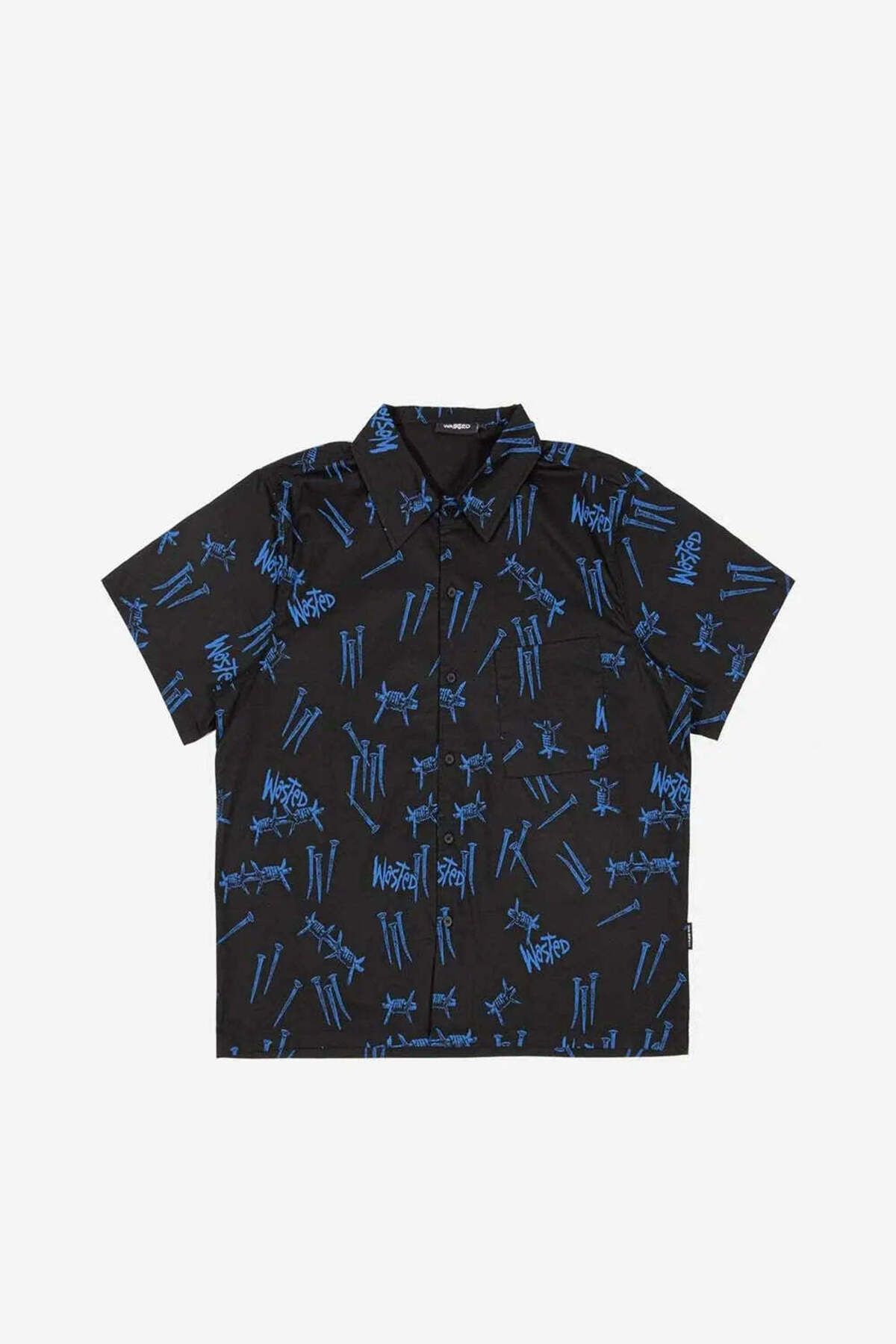 American Rag Cie Şık Siyah-Mavi Polyester T-shirt - Boxy Fit, Makinede Yıkanabilir