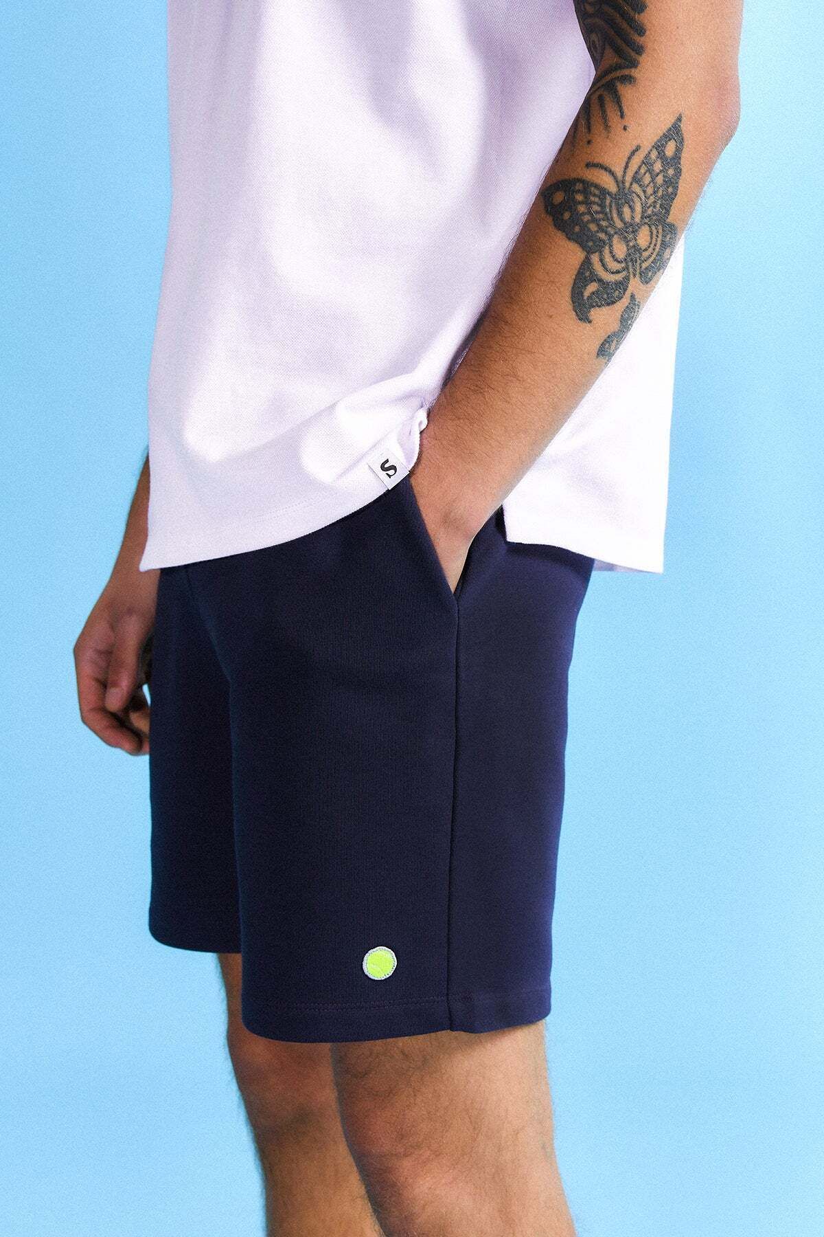 Socrates Dergi Tennis Ball Soft Fleece Erkek Şort - Lacivert