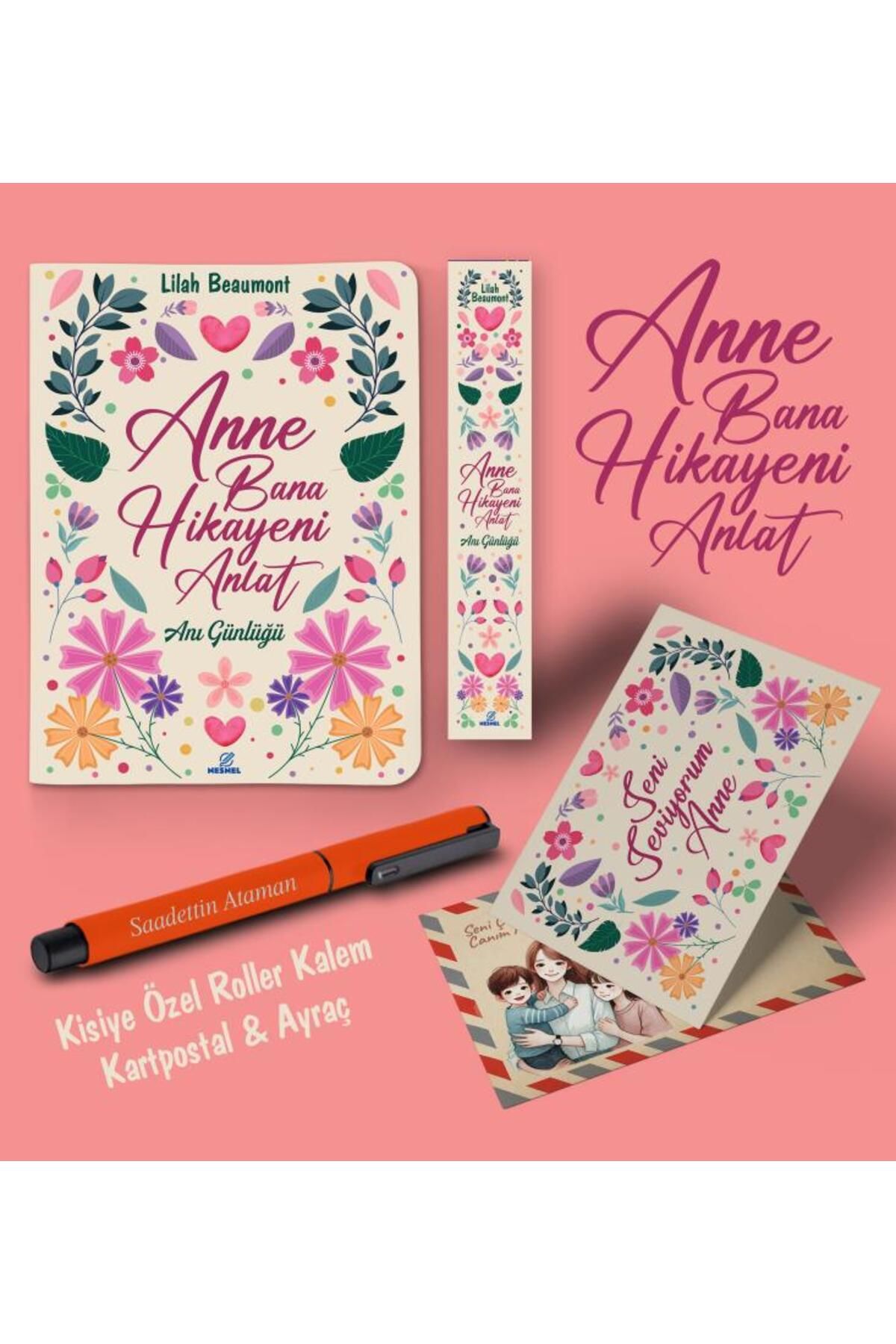 nesnel yayınlar Kişiye Özel Anne Bana Hikayeni Anlat Ayraç Kartpostal Kalem - Turuncu