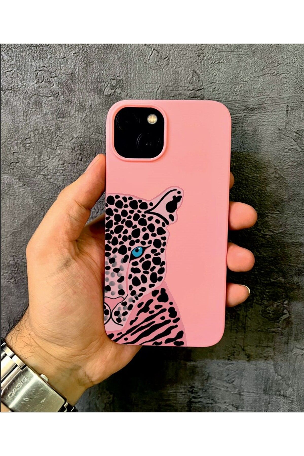 ALYACEPSTORE CASE İPHONE 13 Uyumlu Pembe Leopar Desenli Kılıf