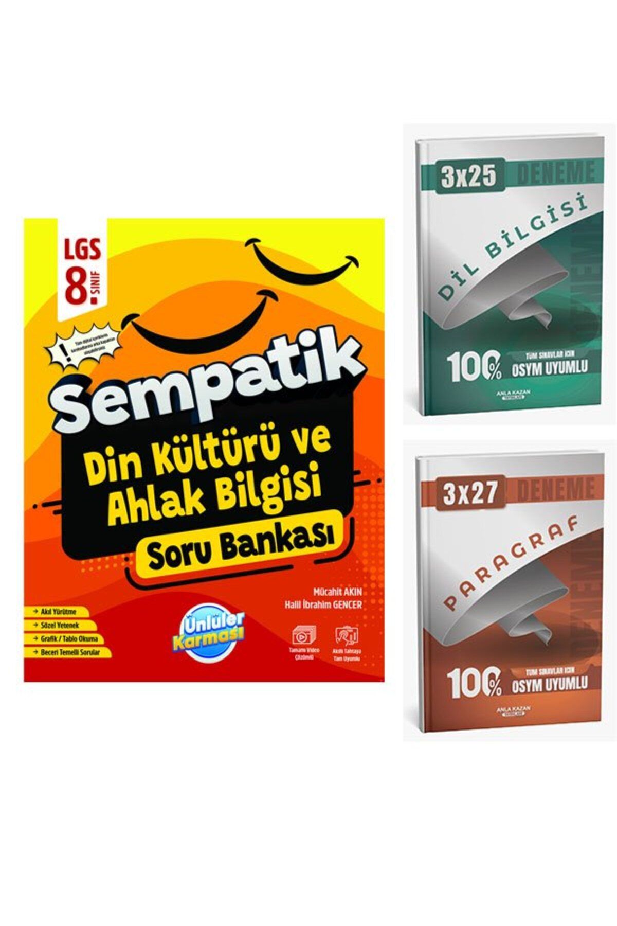 Anla Kazan Yayınları Ünlüller 2026 8 Sınıf Sempatik Din Kültürü ve Ahlak Bilgisi Soru Bankası+Anla Kazan Paragraf+Dilbil