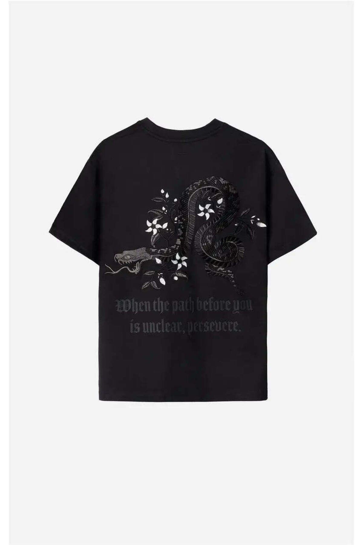American Rag Cie GOTS Sertifikalı %100 Organik Pamuklu Night Python T-Shirt - Şık ve Çevre Dostu