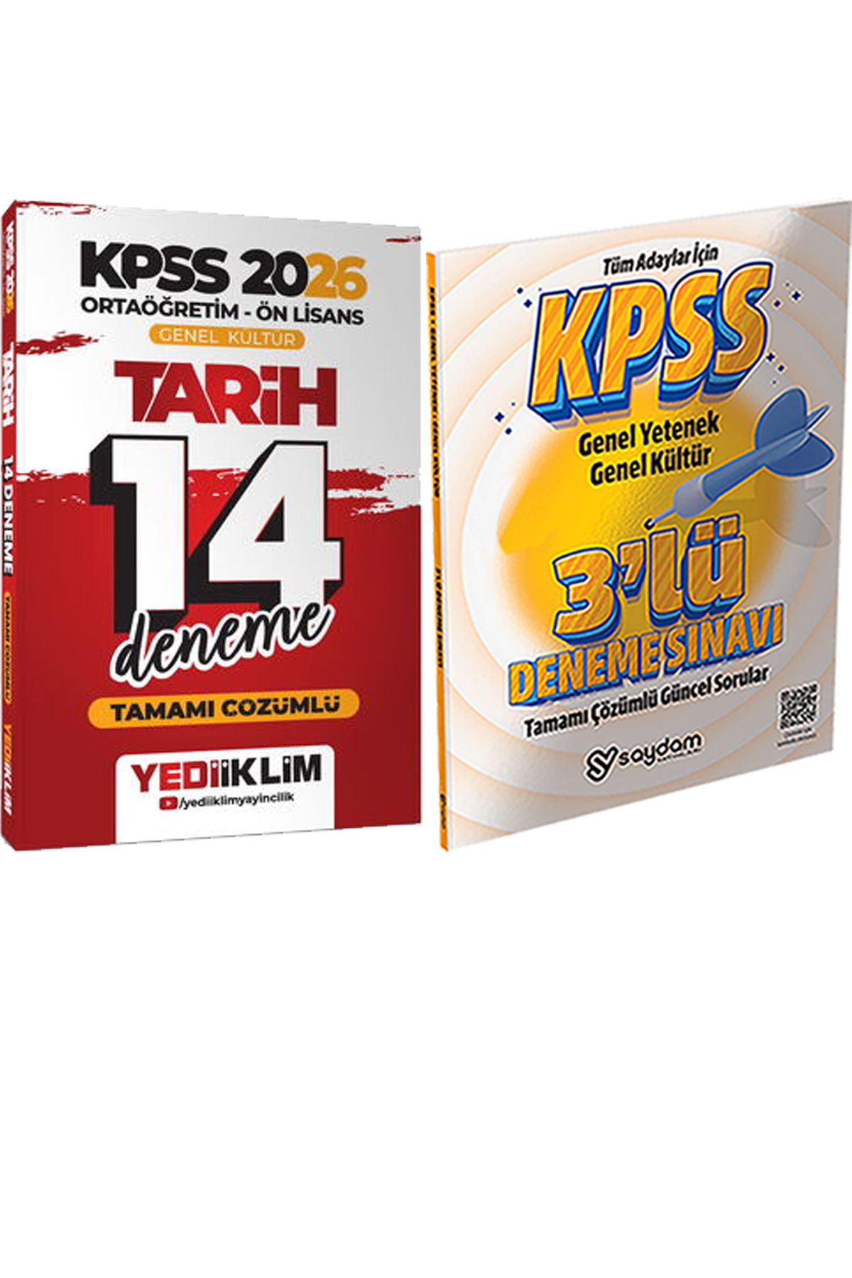 Yediiklim Yayınları 2026 KPSS Ortaöğretim Ön Lisans Genel Kültür Tarih Tamamı Çözümlü 14 Deneme + 3lü Deneme Hediye