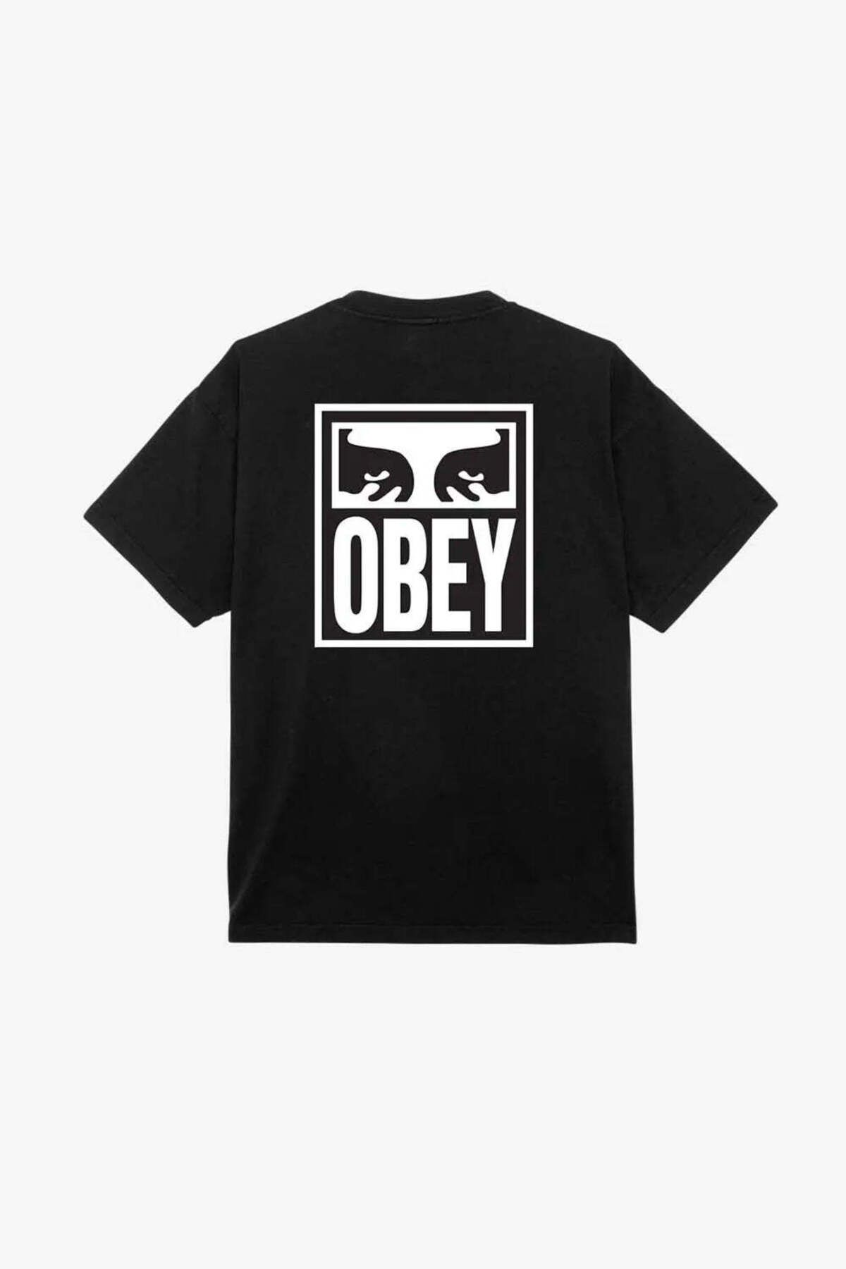 American Rag Cie Obey Eyes Icon 2 Tişört - %100 Pamuk, Rahat Kalıp, Ön ve Arka Baskı