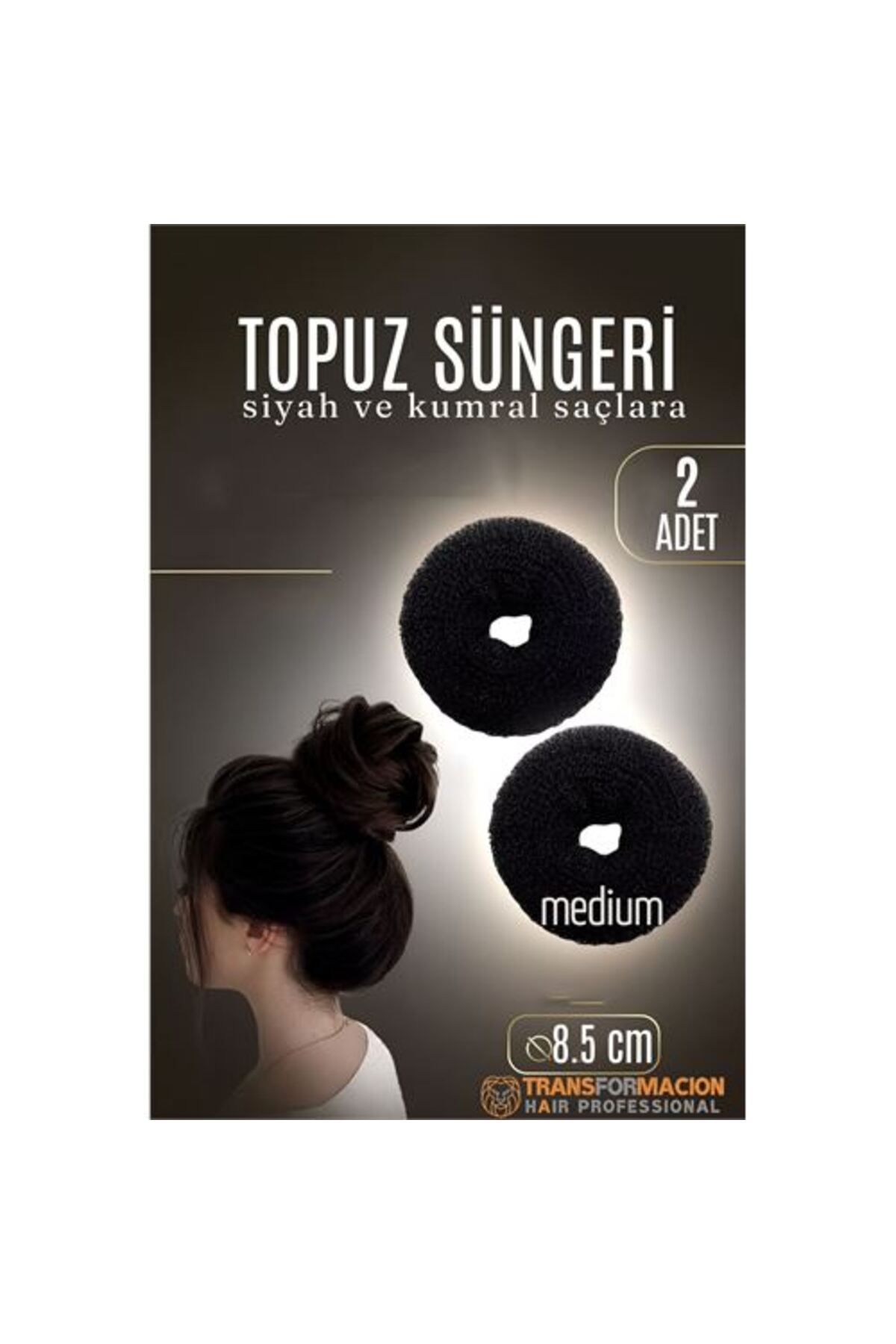 Kanonik Education SİYAH Mini Saç Topuz Süngeri 2 ADET 8.5 CM Çap 3.5 cm Kalınlık