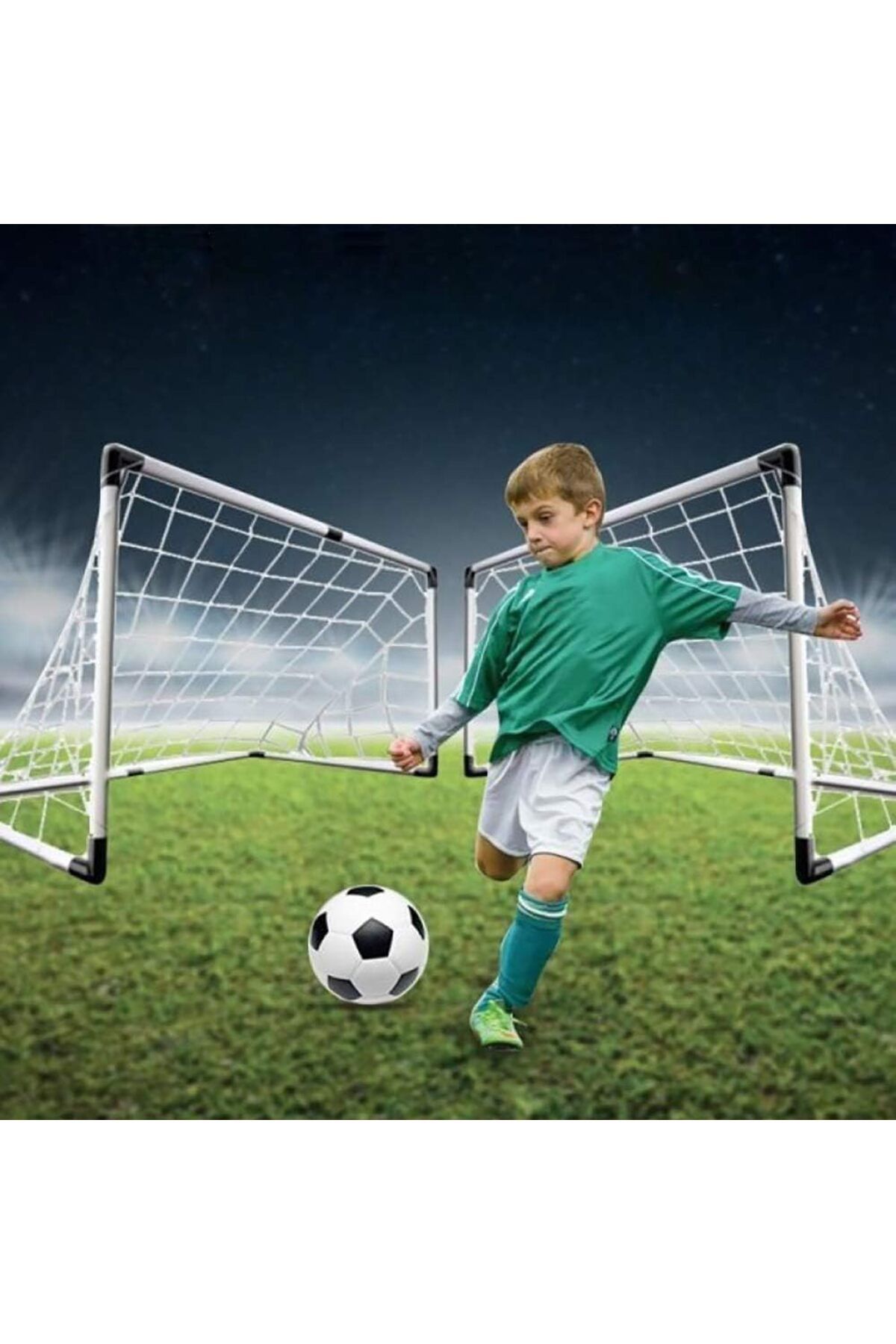 SOLTOY-Set of 2 SOLTOY® soccer goals with ball, inflation pump, goal net and fixing hooks 3