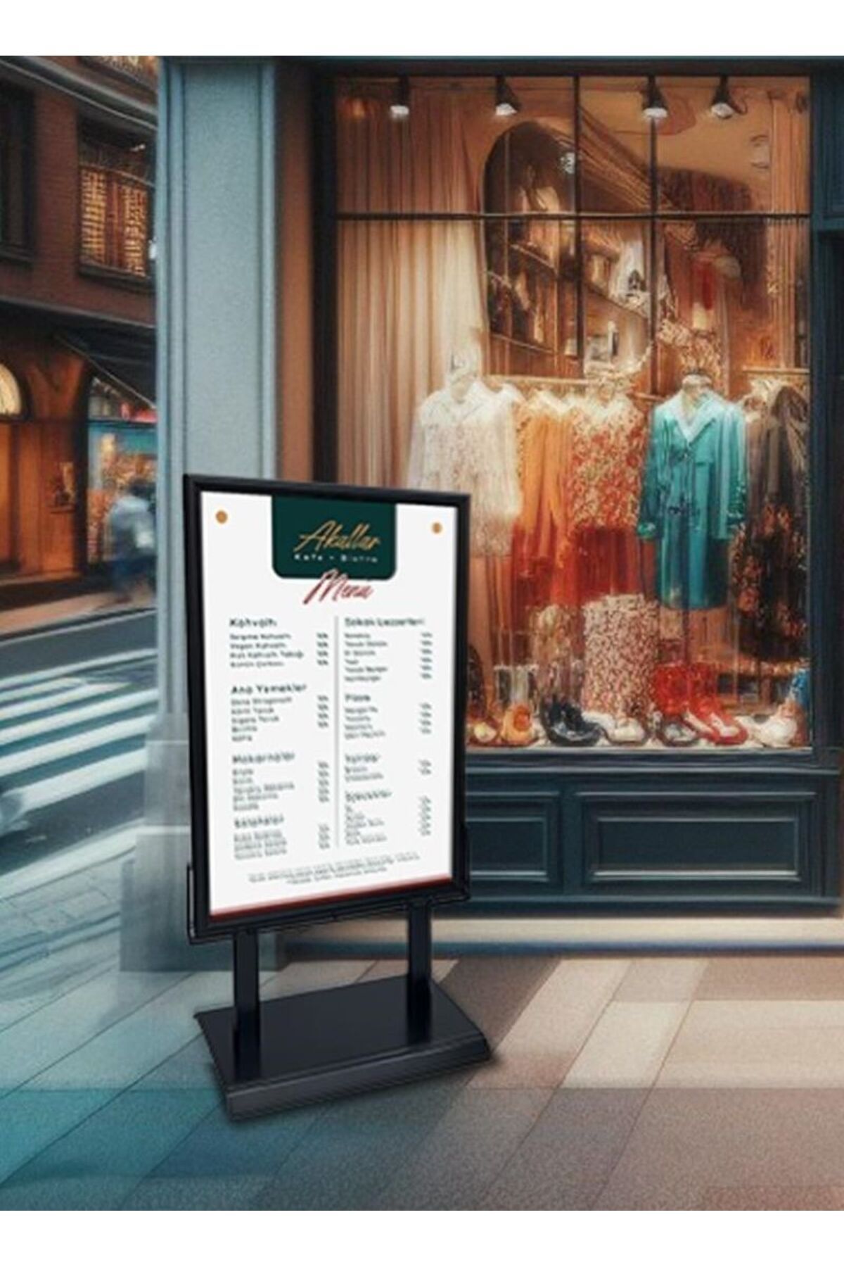 RTS REKLAM LEDBox Işıklı Sac Tabanlı Kaldırım Reklam Panosu Siyah 500x1000mm