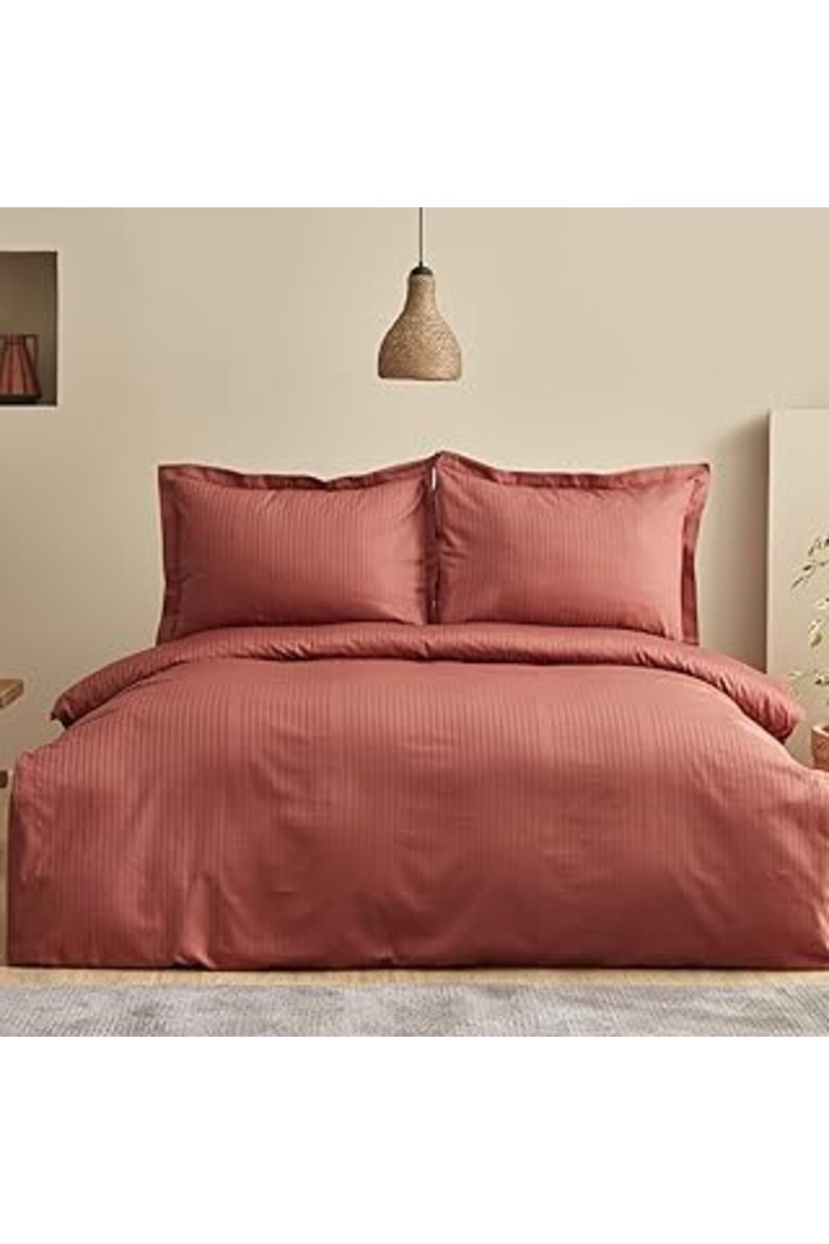 Qedii Karaca Home Uniq %100 Pamuk Çift Kişilik Saten Nevresim Takımı Terracota