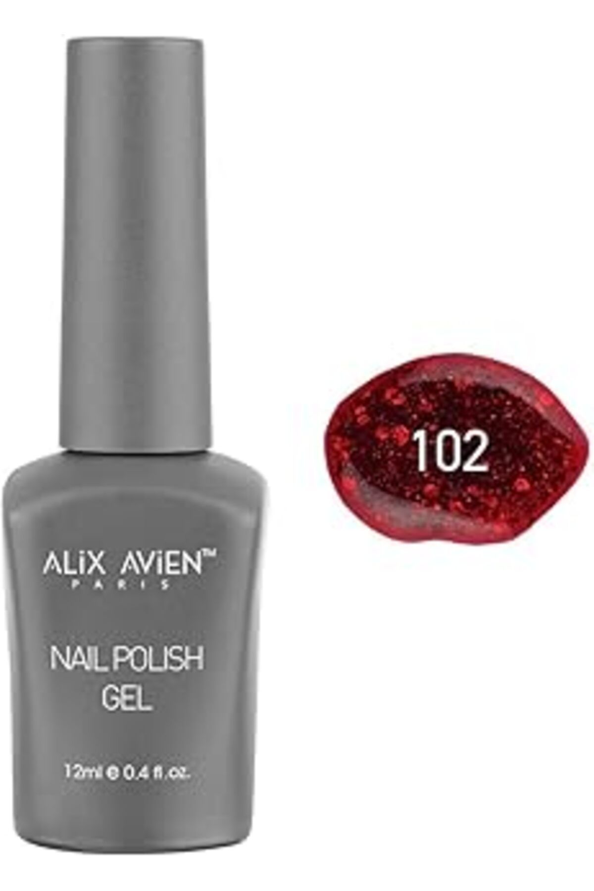 Qedii Alix Avien Işıltılı Kırmızı Kalıcı Oje 102-Yoğun Renk Veren Jel Oje 12 Ml-Nail Uv Gel Polish 102