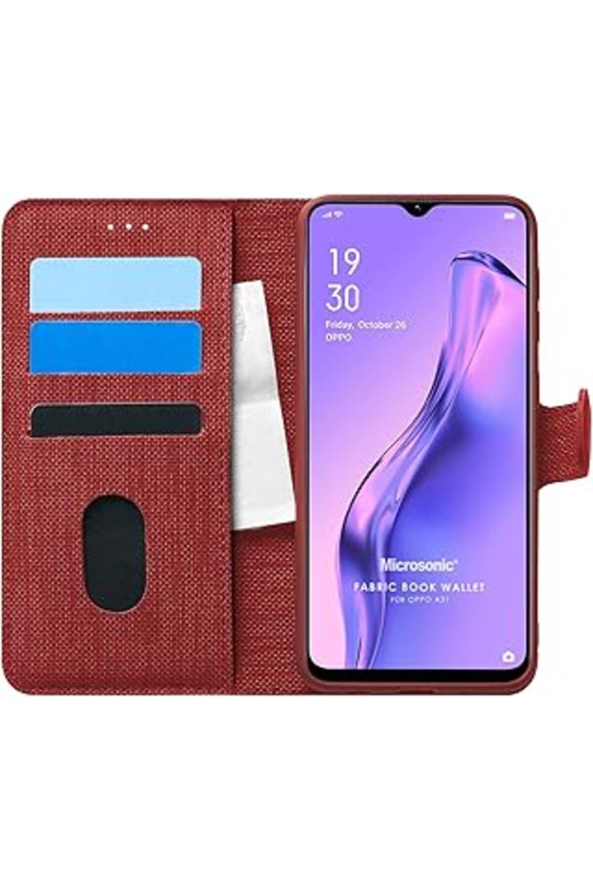 NETWORK ART Microsonic Oppo A31 Için Kılıf Fabric Book Wallet Kırmızı [a31 Ile Uyumlu Kılıf - Kırmızı]