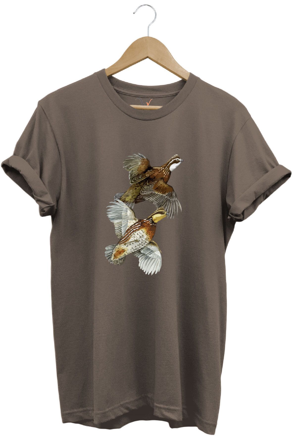 WİDİ Avcılık Hunter Keklik Kuşları Tasarımlı %100 Pamuk Regular Fit T-Shirt