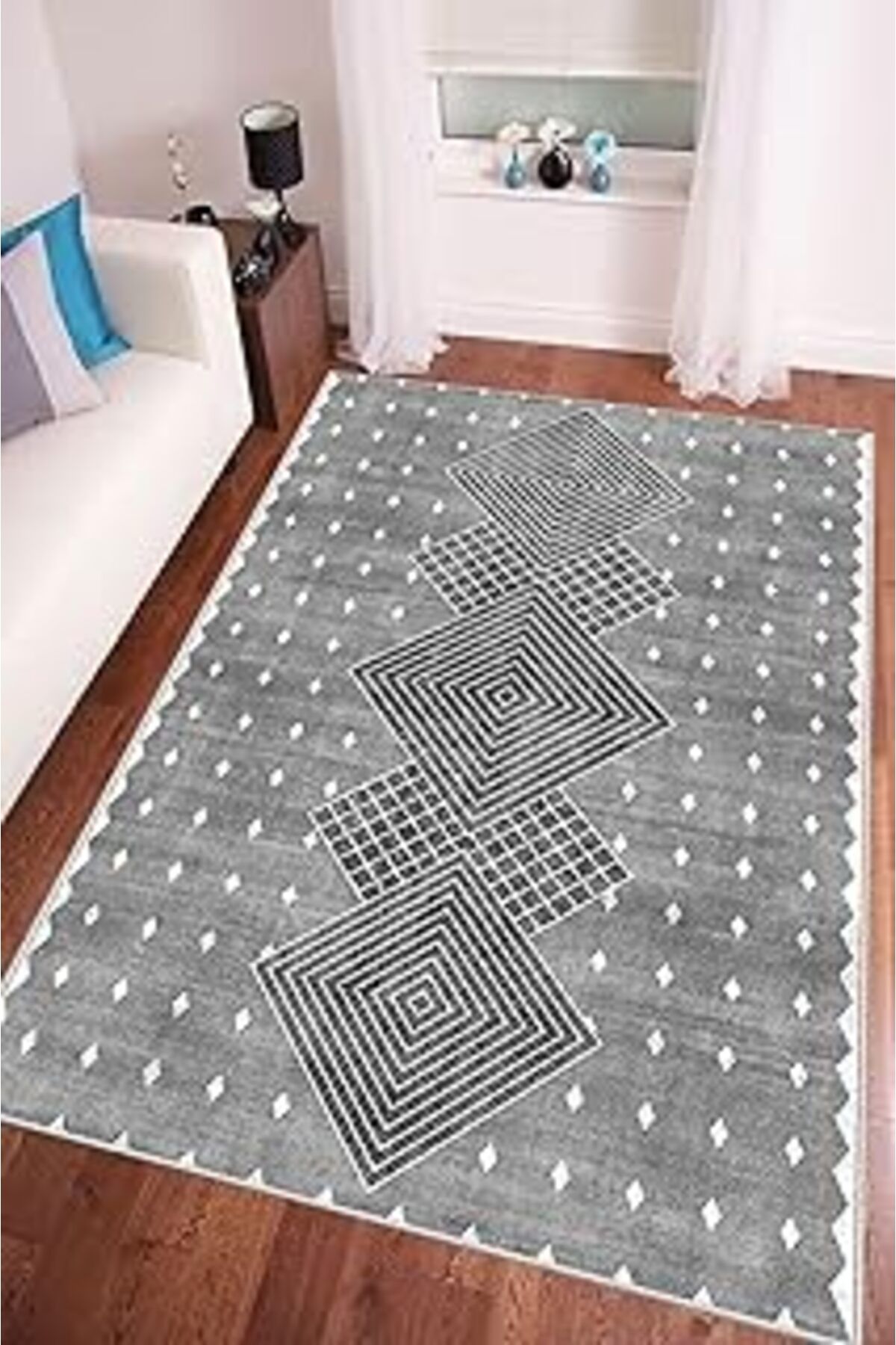 ASİTAN Kaymaz Halı Yıkanabilir Modern Desen Fnl-335 230324-Fnl-335-Slnw50X80
