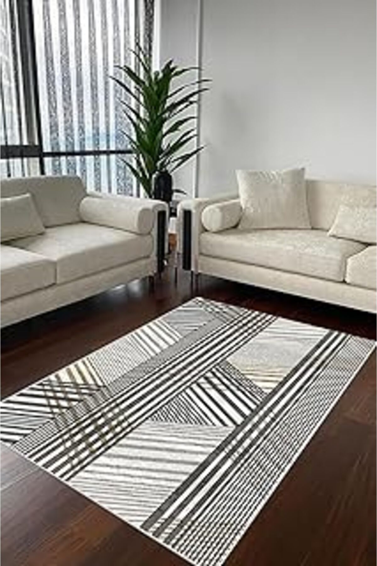 ASİTAN Modern Desen Yıkanabilir Halı Kaymaz Tabanlı Md-05 230324-Md-05-Slnw50X80