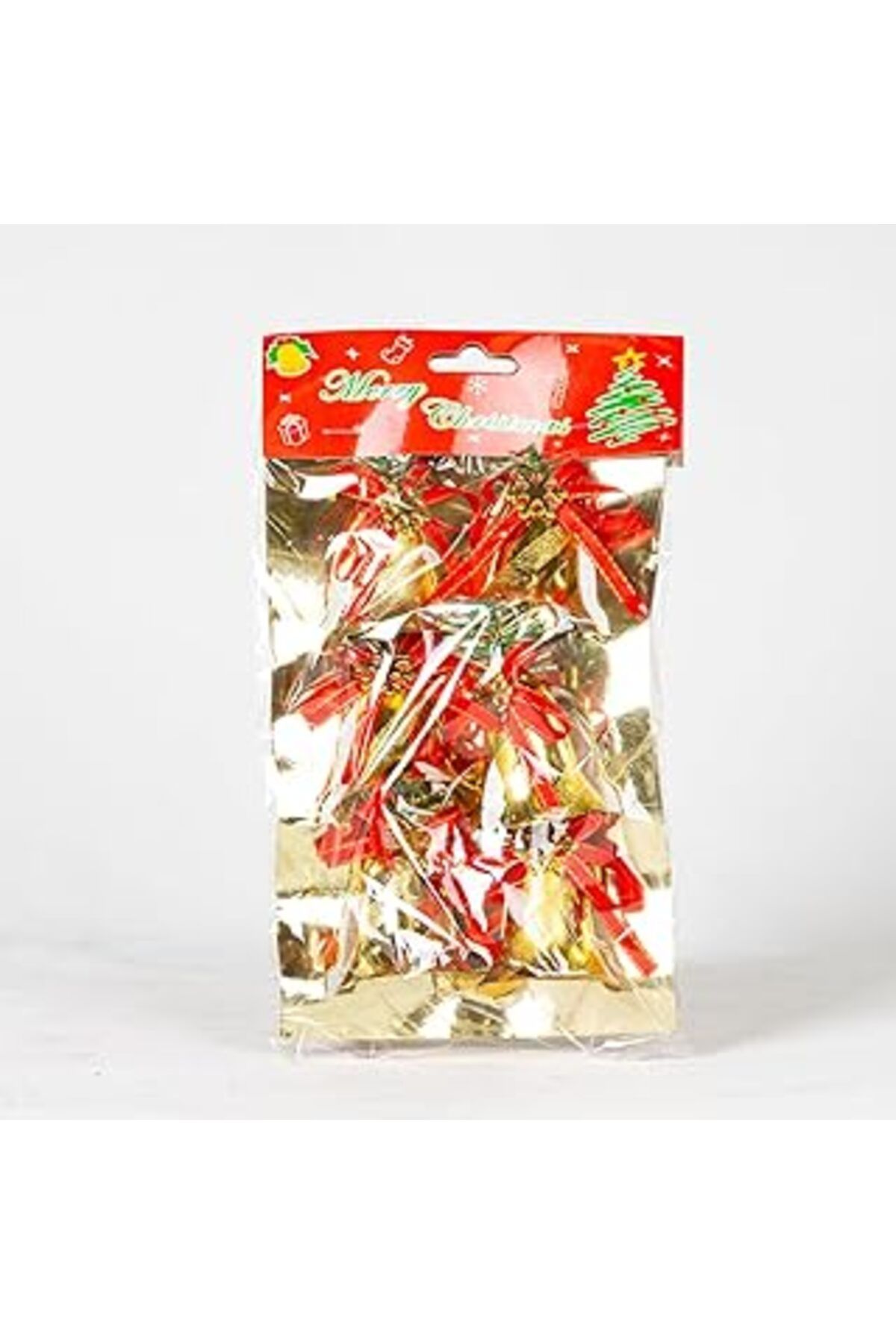 ASİTAN Herdekora Yılbaşı Süsü Kurdeleli Çan 6'Lı Paket Dore 5X6 Cm.