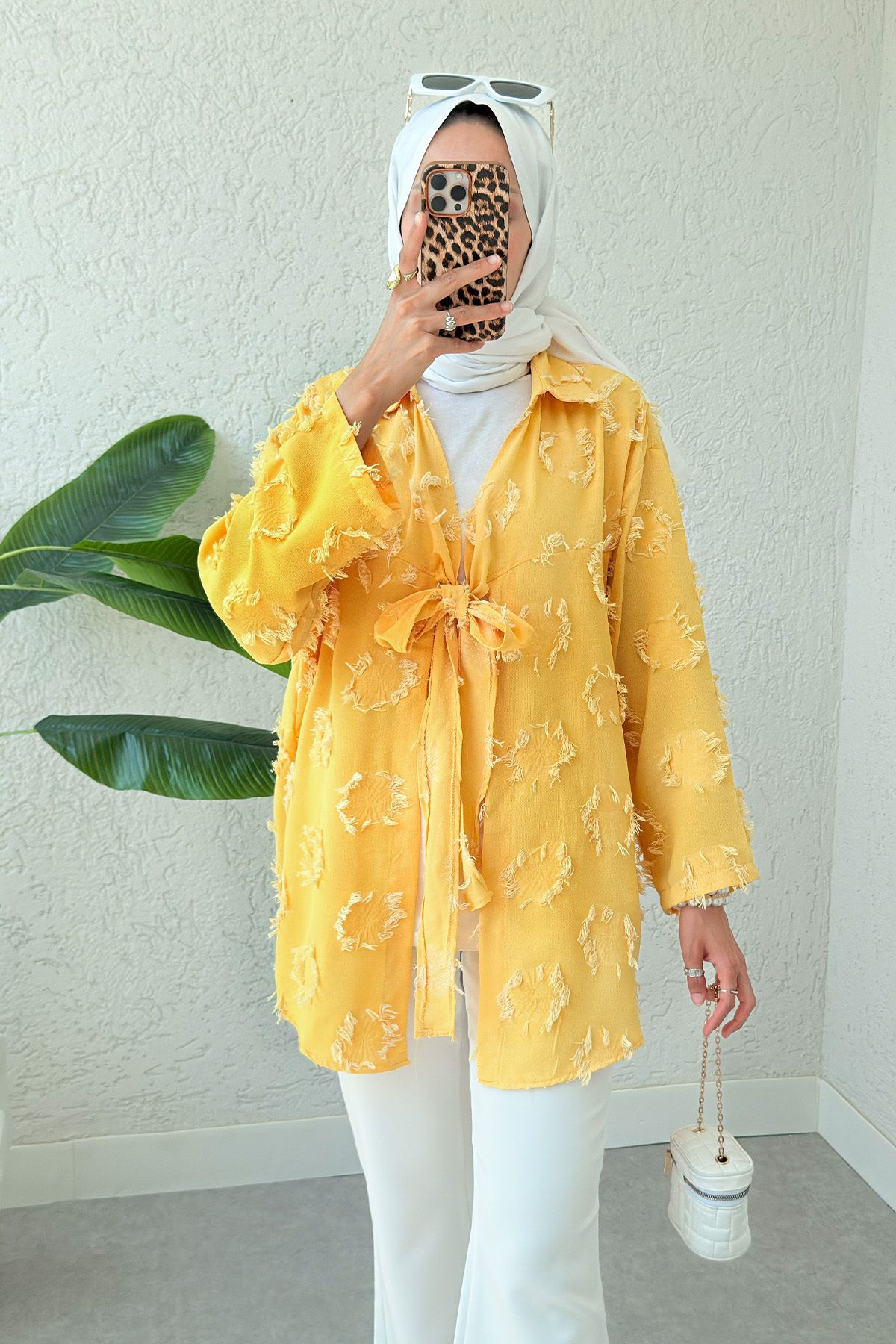 Salih Çelebi Püskül Detaylı Uzun Kimono 2334 - HARDAL