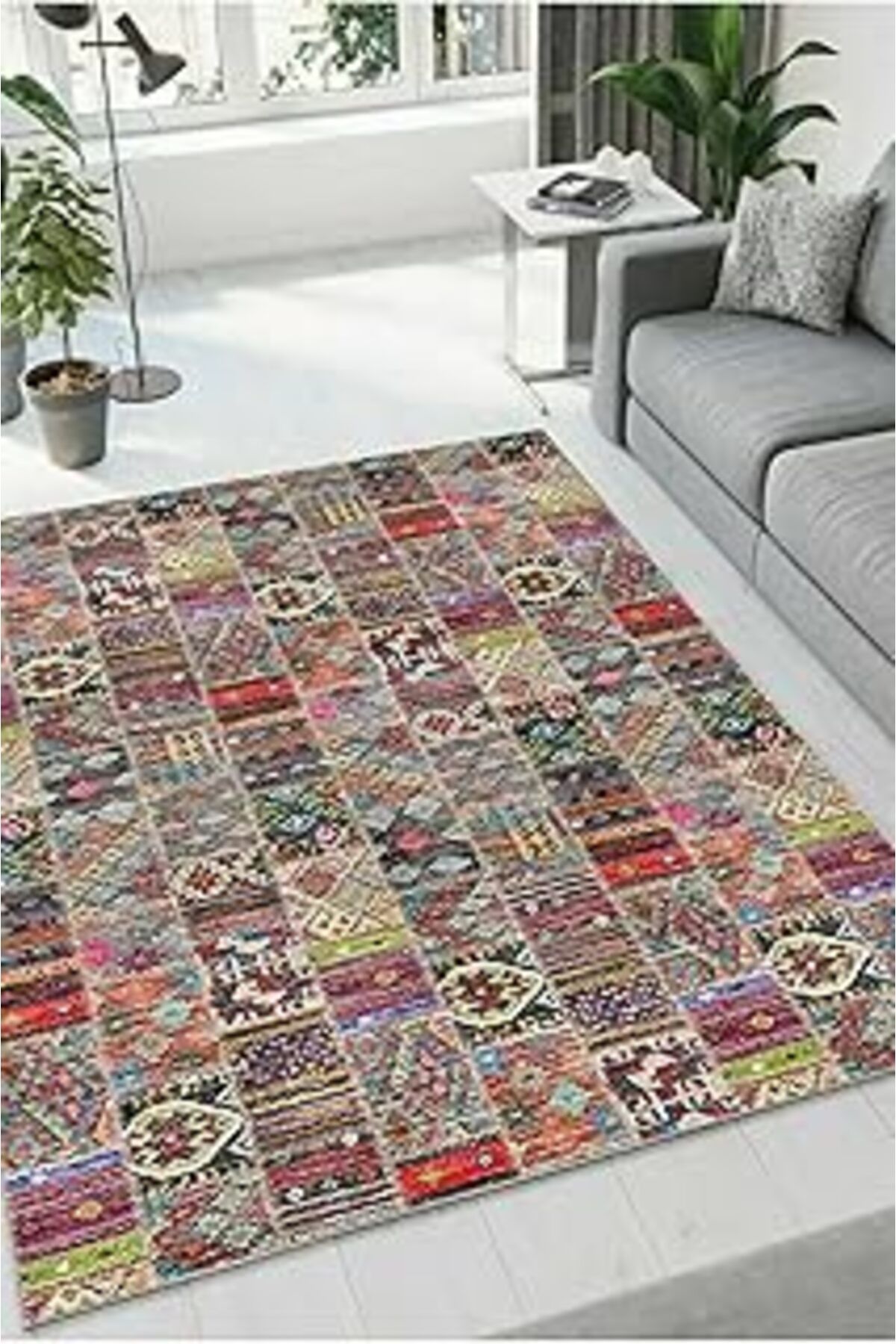 ASİTAN Yıkanabilir Kaymaz Tabanlı Mutfak Halısı Oturma Odası Salon Koridor Dz-15-Renkli Dz-15Renkli50X80