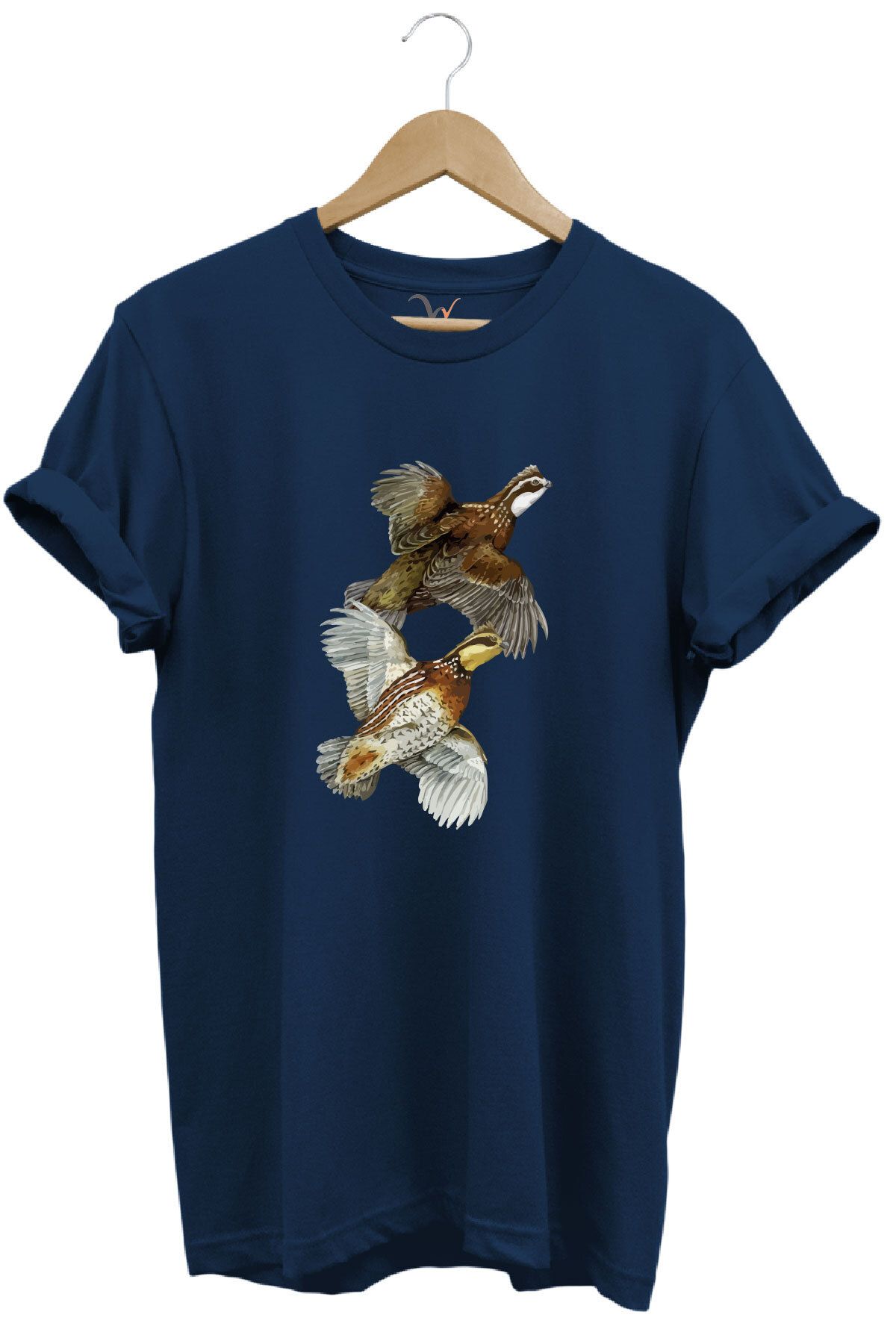 WİDİ Avcılık Hunter Keklik Kuşları Tasarımlı %100 Pamuk Regular Fit T-Shirt