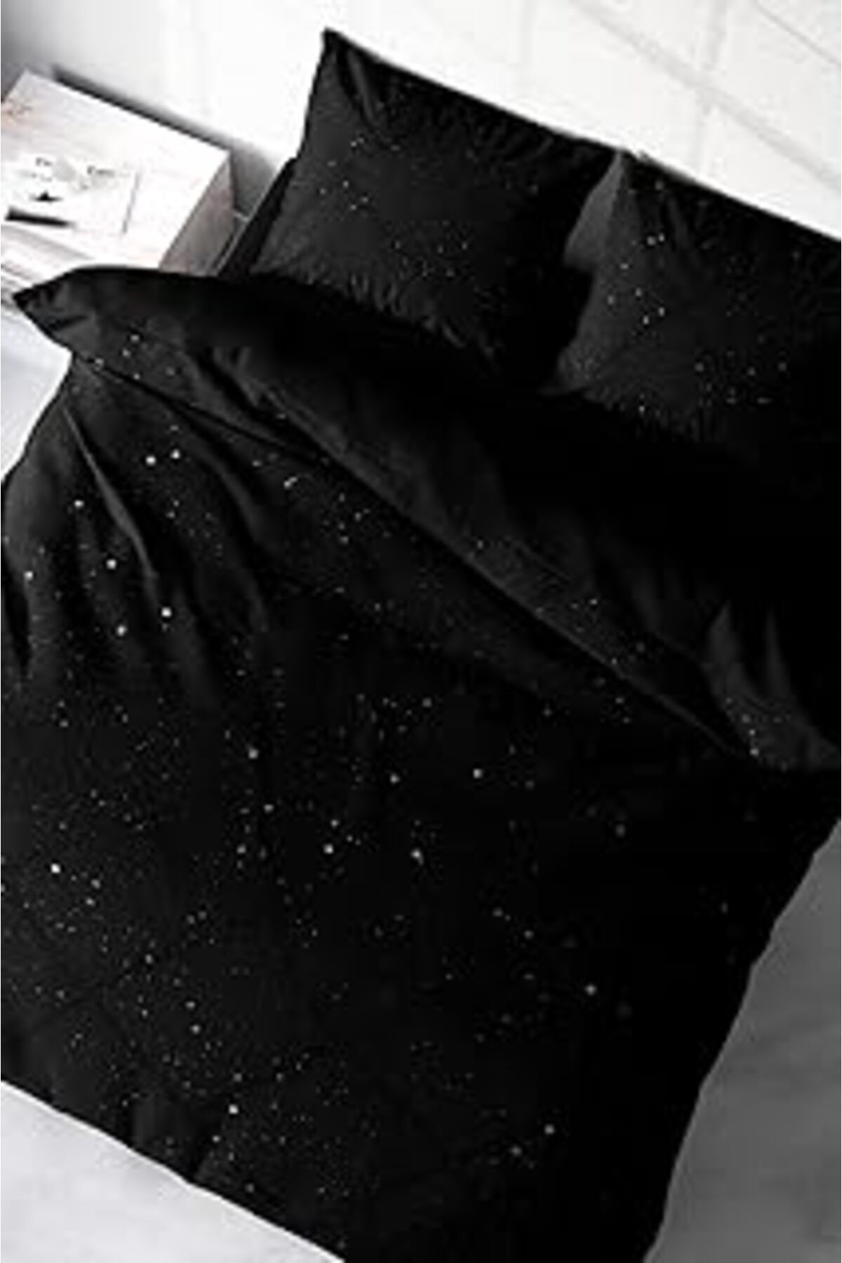 Qedii Monohome Starly Night 3D Pamuk Saten Çift Kişilik Nevresim Takımı (Siyah / 200 X 220)
