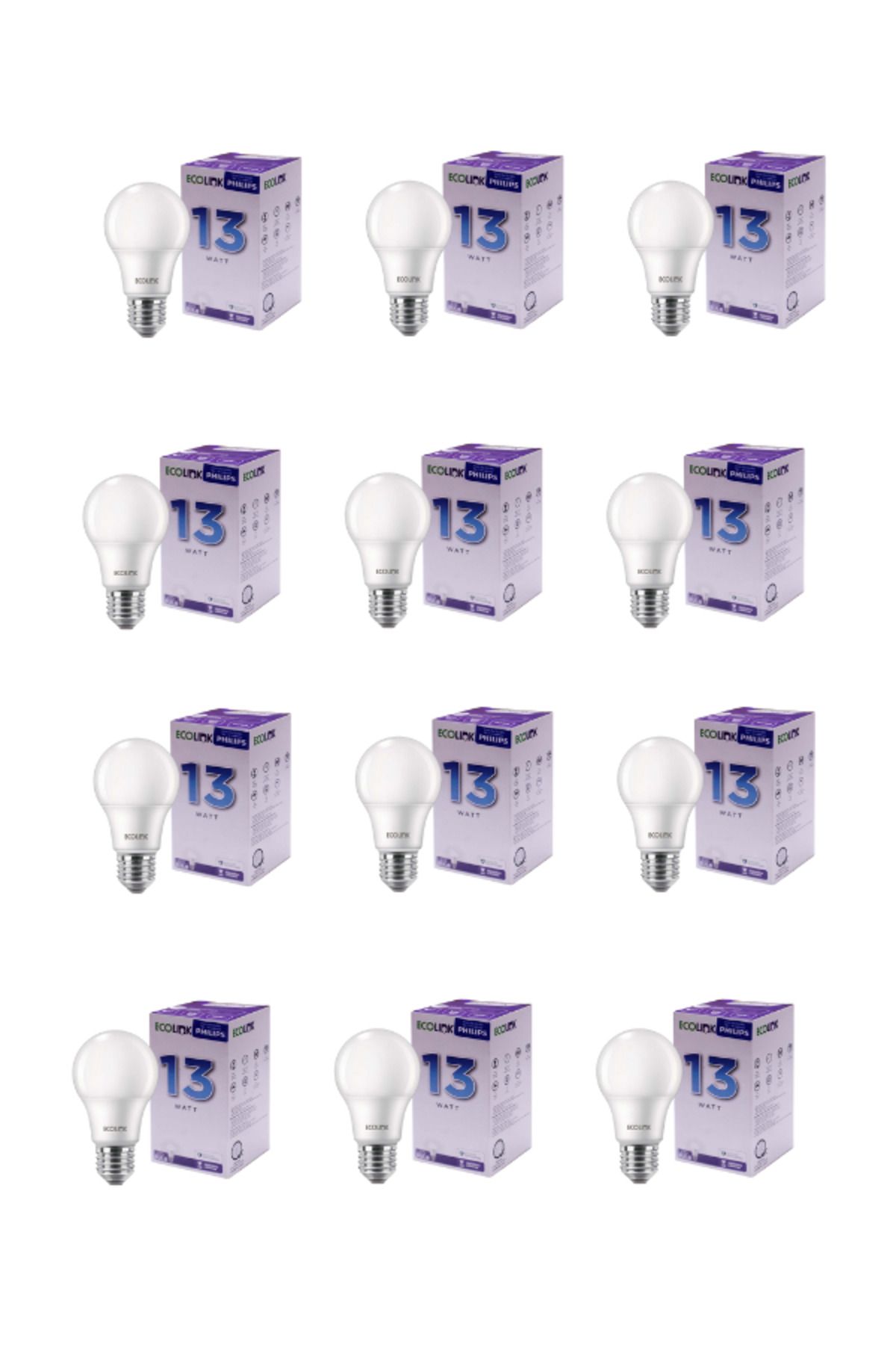 ecolink LEDBulb 13W E27 6500K 1521 Lümen 12'li Eko Paket