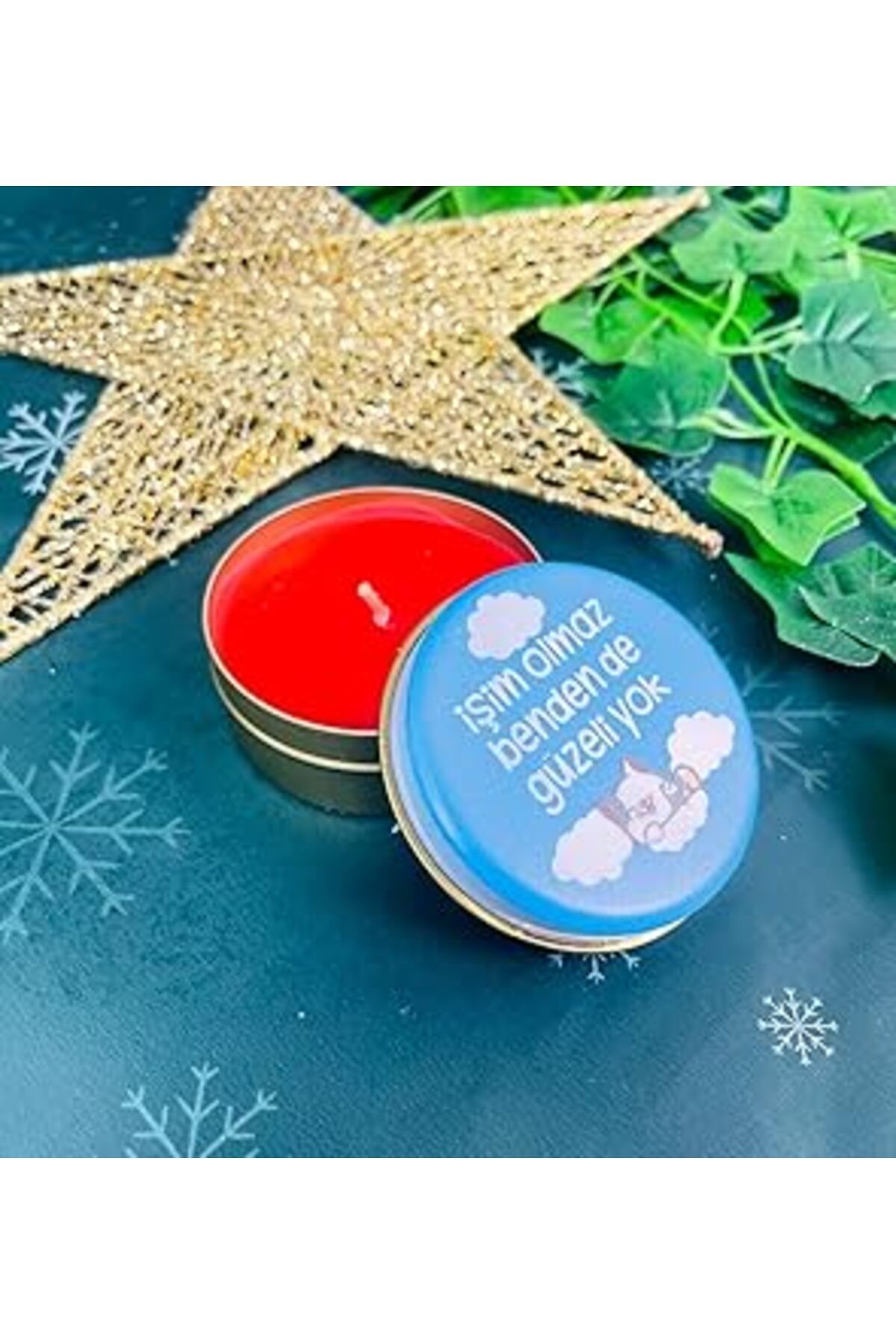 ASİTAN Giftmoda İşim Olmaz Benden De Güzeli Yok Tasarımlı Kokulu Teneke Mum (Beyaz)