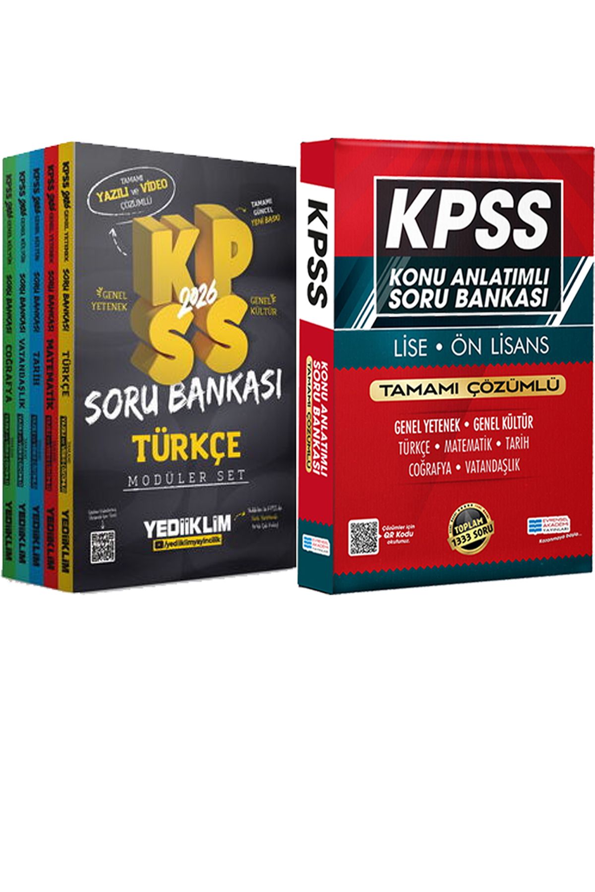 Yediiklim Yayınları 2026 KPSS Hem Yazılı Hem Video Çözümlü Modüler Set Soru Bankası + Lise Önlisans Konu Ant. Soru