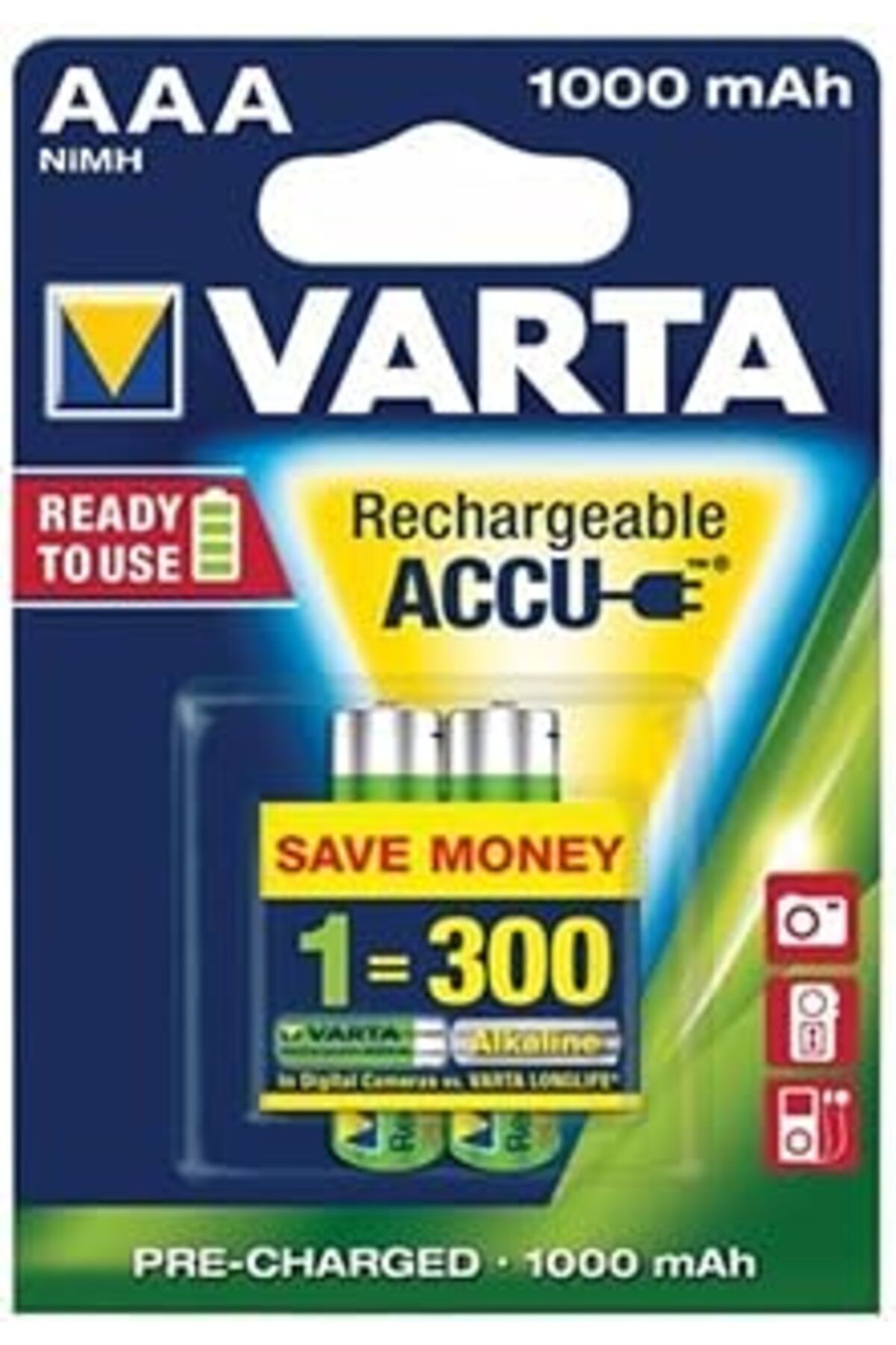 Pazarcan Aaa Şarjlı Ince Pil 1000 Mah 2'Li