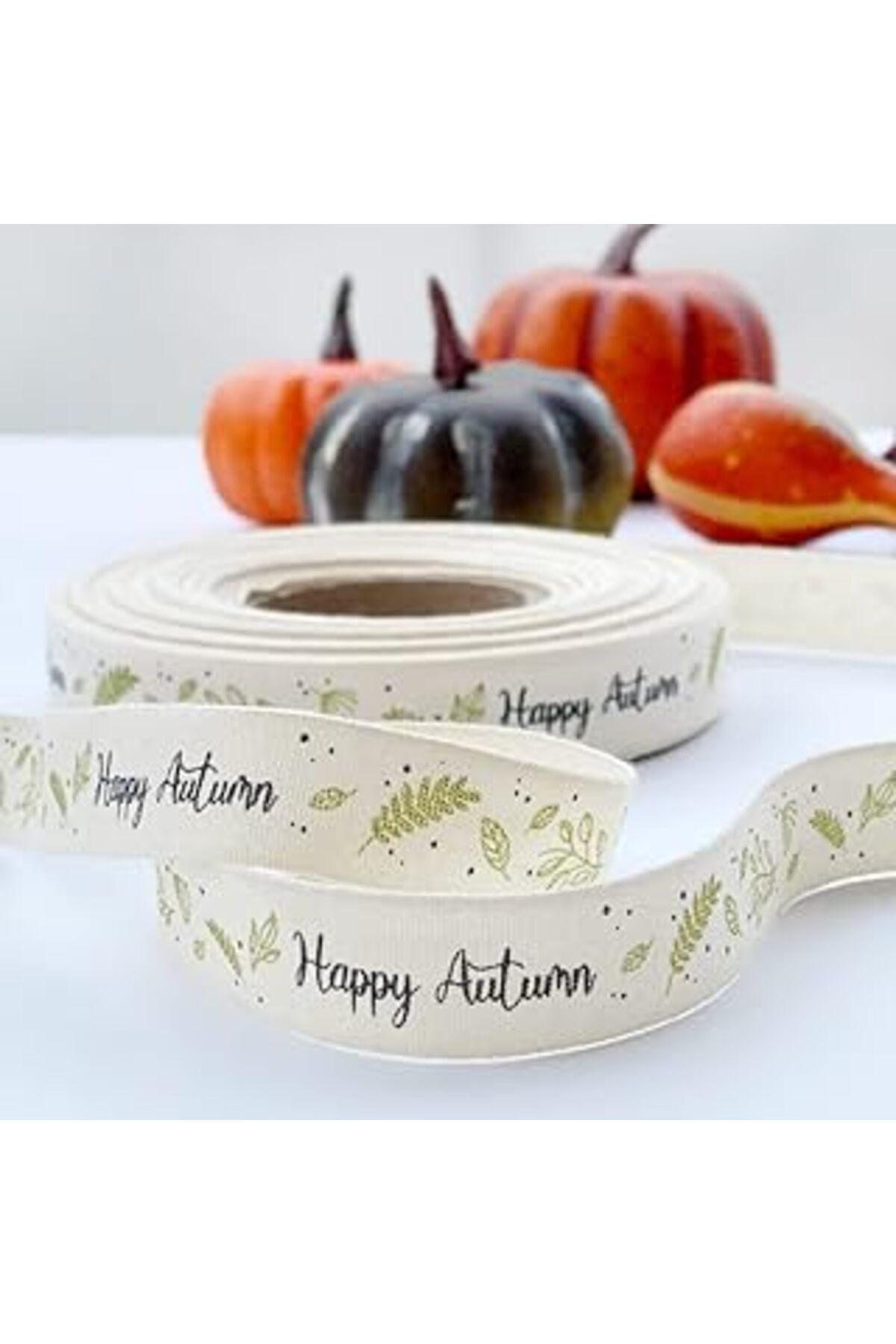 ASİTAN Bimotif Pamuk Şerit, Happy Autumn, 1.5 Cm 5 Metre