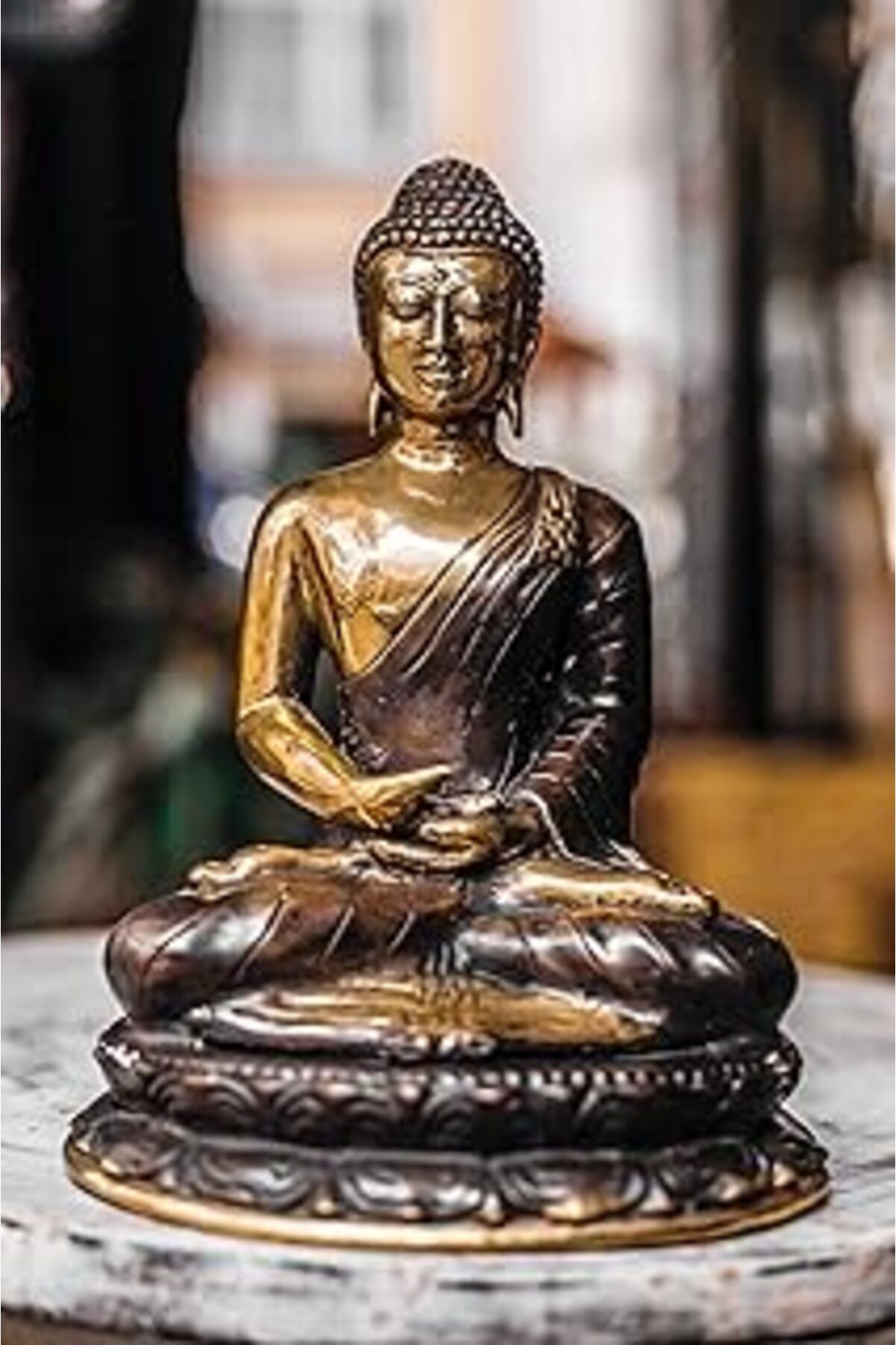 ASİTAN Buddha Brown Brass, El Yapımı Pirinç Buda Heykeli, Zen Dekorasyon