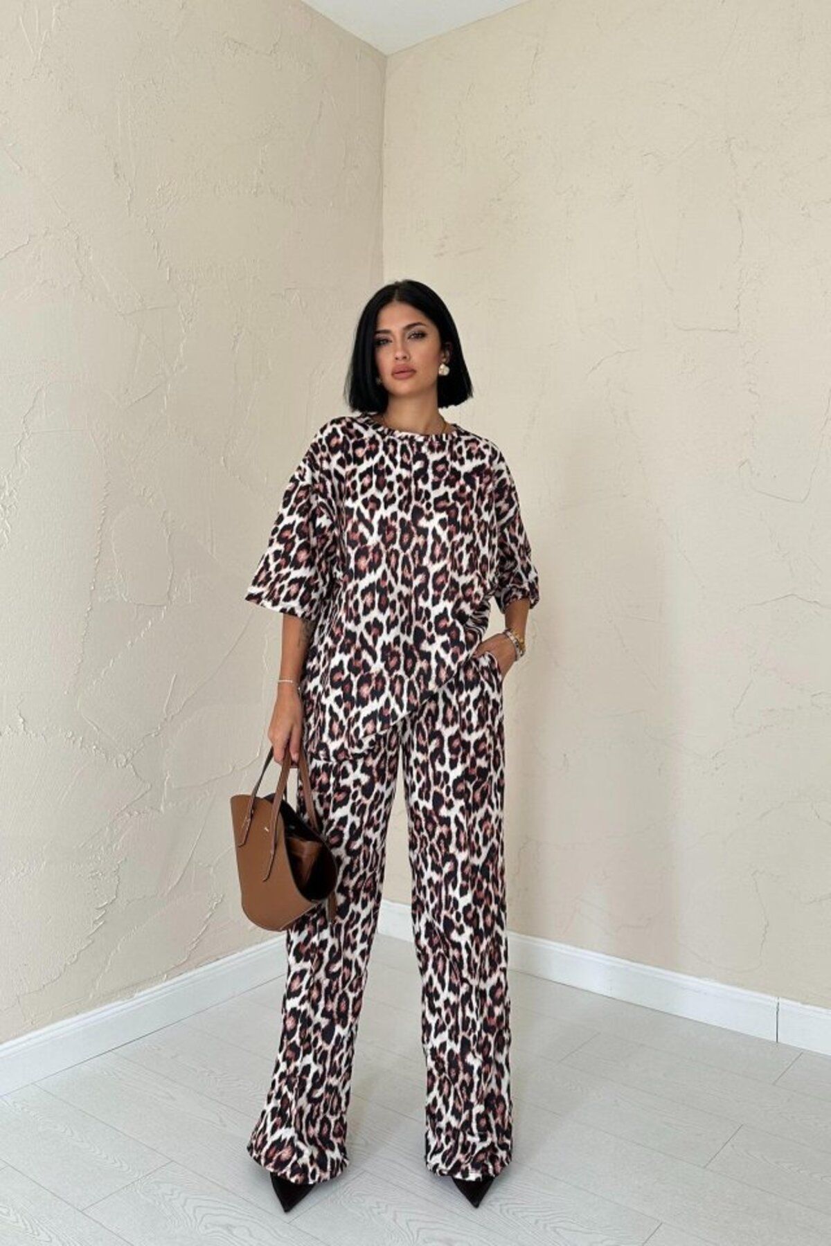 DEAG Leopar T-Shirt Ve Pantolon Takım