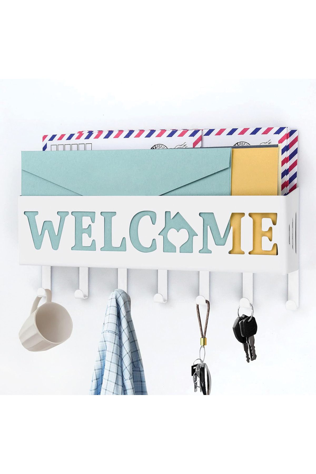 decorelax Welcome Temalı Beyaz Raflı Anahtarlık