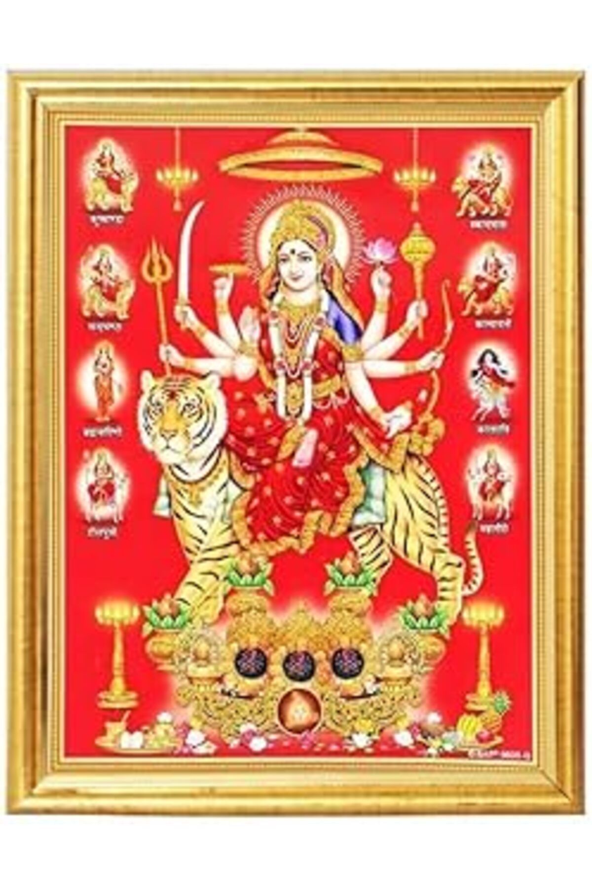 NETWORK ART Home Genie Navdurga Fotoğraf Çerçevesi | Hindu Tanrıçası Durga Dokuz Şekilli Duvar Dekoru | Ev Tapı