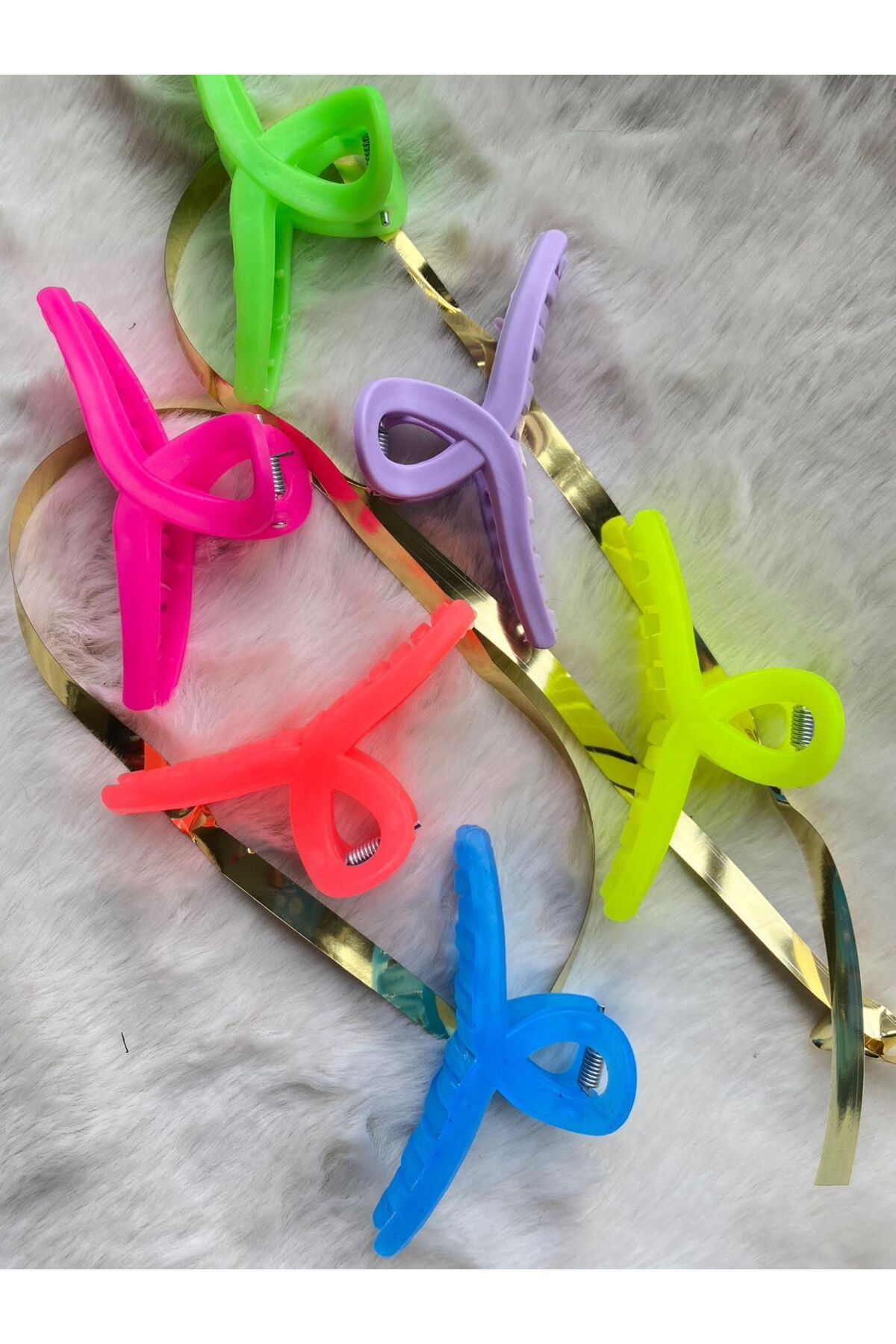 AyKoş aksesuar 6'LI NEON SARI PEMBE LİLA MAVİ YEŞİL FİYONK KADIN MANDAL TOKA