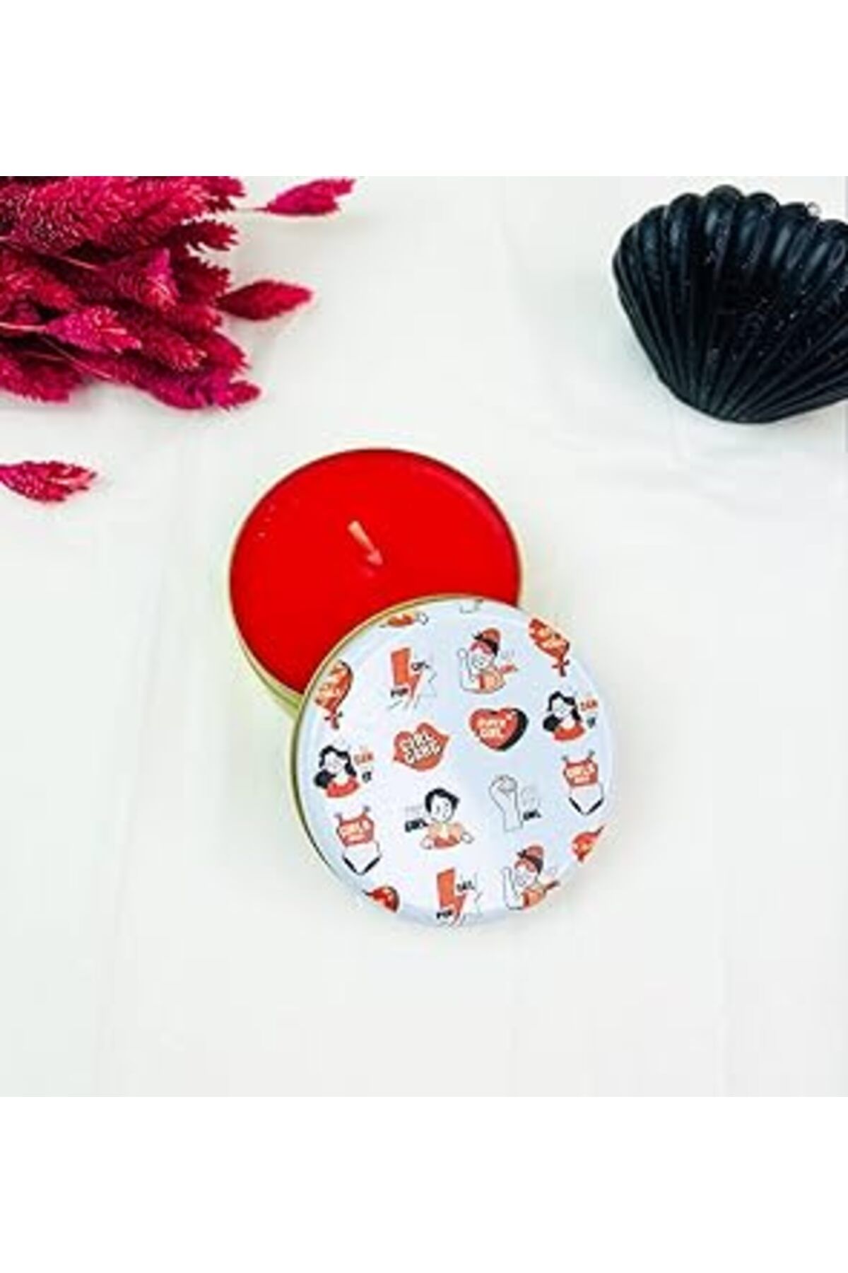 ASİTAN Giftmoda Girl Gang Tasarımlı Kokulu Teneke Mum (Kırmızı)