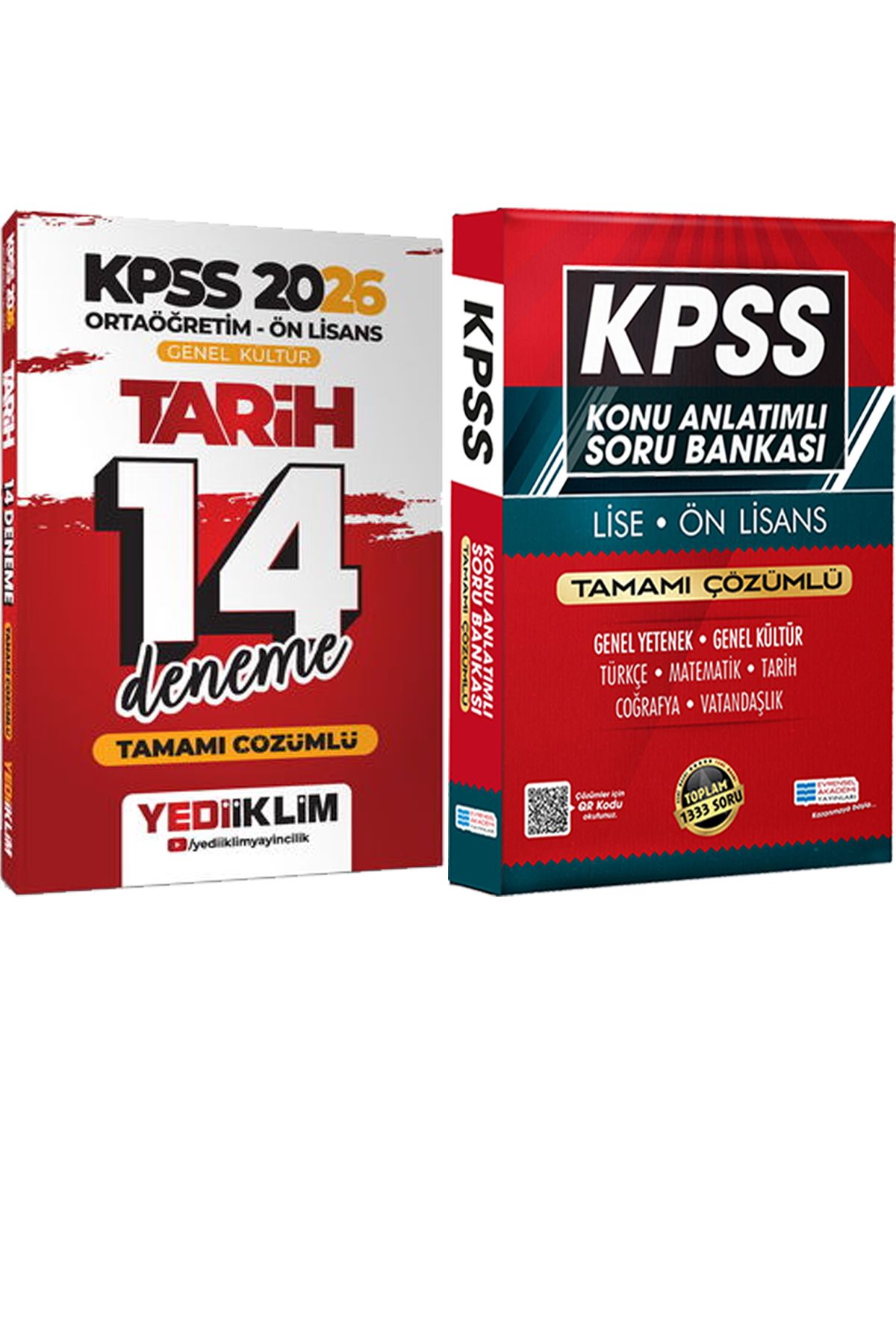 Yediiklim Yayınları 2026 KPSS Ortaöğretim Ön Lisans Genel Kültür Tarih 14 Deneme + Lise Önlisans Konu Ant. Soru