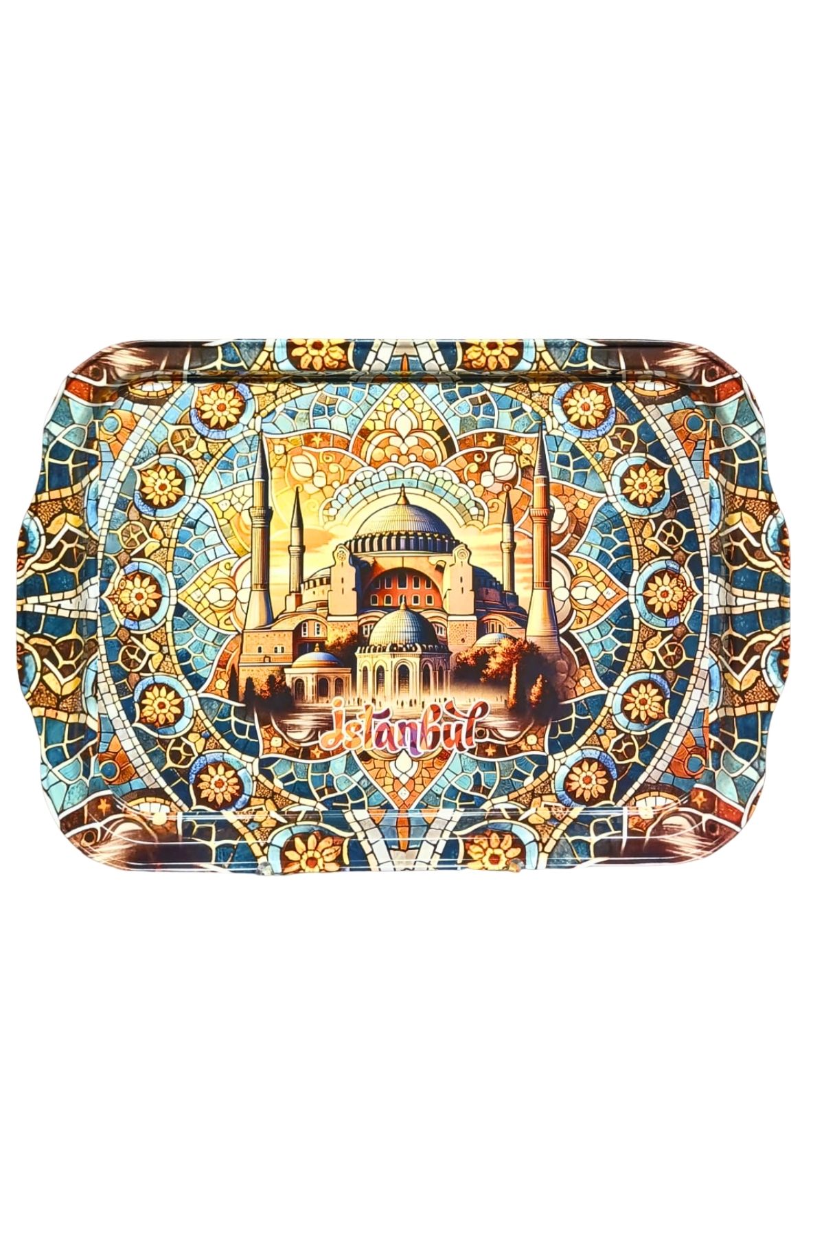 Koza Desenli Kırılmaz Metal Tepsi 32x23