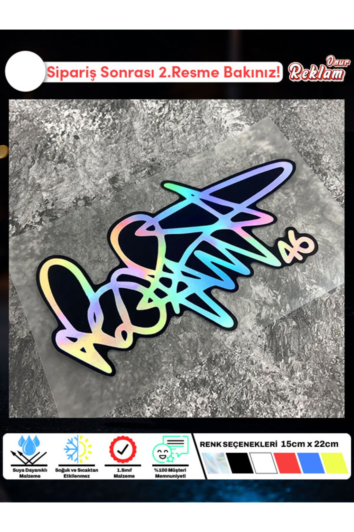 Onur Reklam Valentino Rossi İmza Holografik Sticker – Suya Dayanıklı 15x22 cm