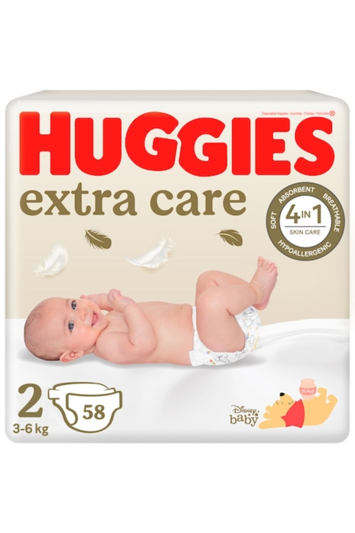 Huggies 58 памперса Extra Care № 2 3-6 кг