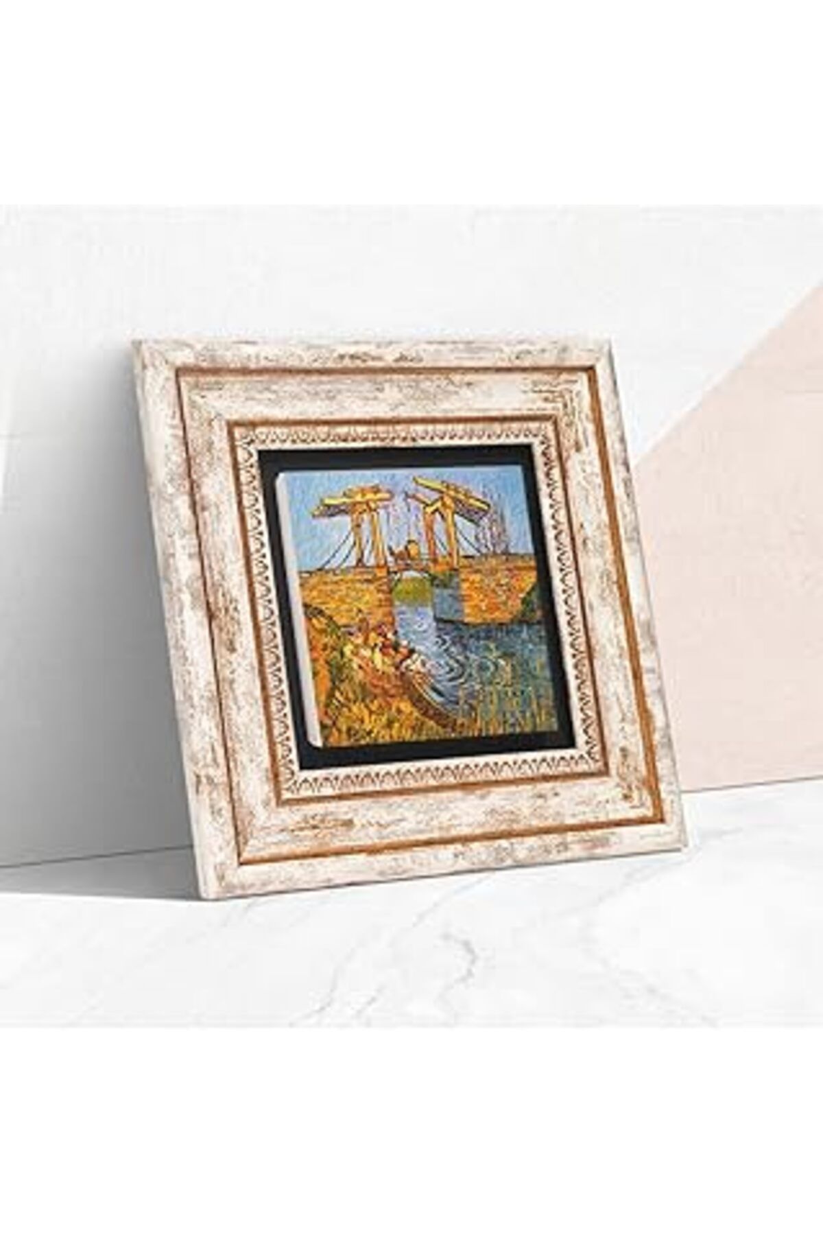 NETWORK ART Pinecone Van Gogh Arles'Te Langlois Köprüsü Taş Duvar Tablosu - Çerçeveli Taş Tablo - Dekoratif Duv