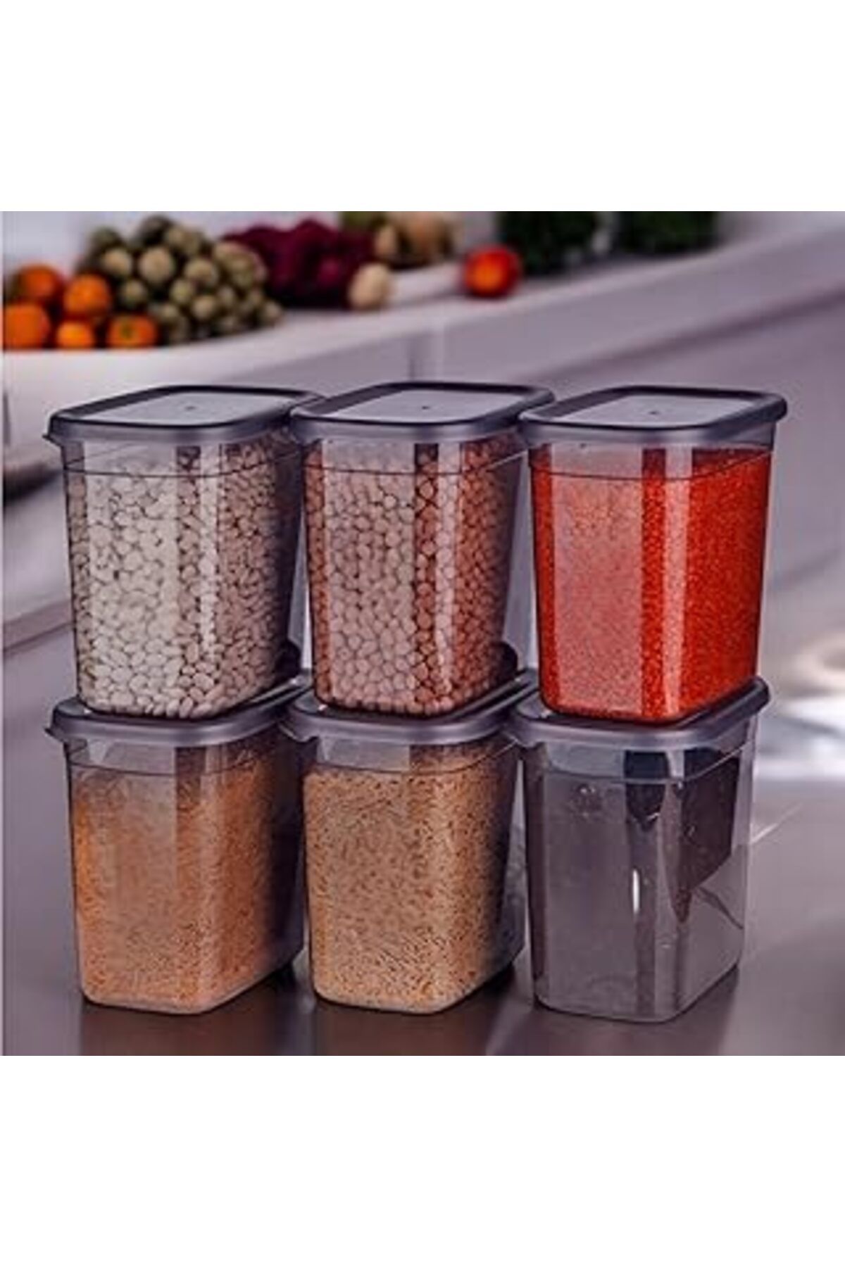 ASİTAN 6'Lı 2000Ml Sızdırmaz Dikdörtgen Erzak Saklama Kabı Seti 20 Adet Etiket Hediyeli - 2 Litre - Dipfri