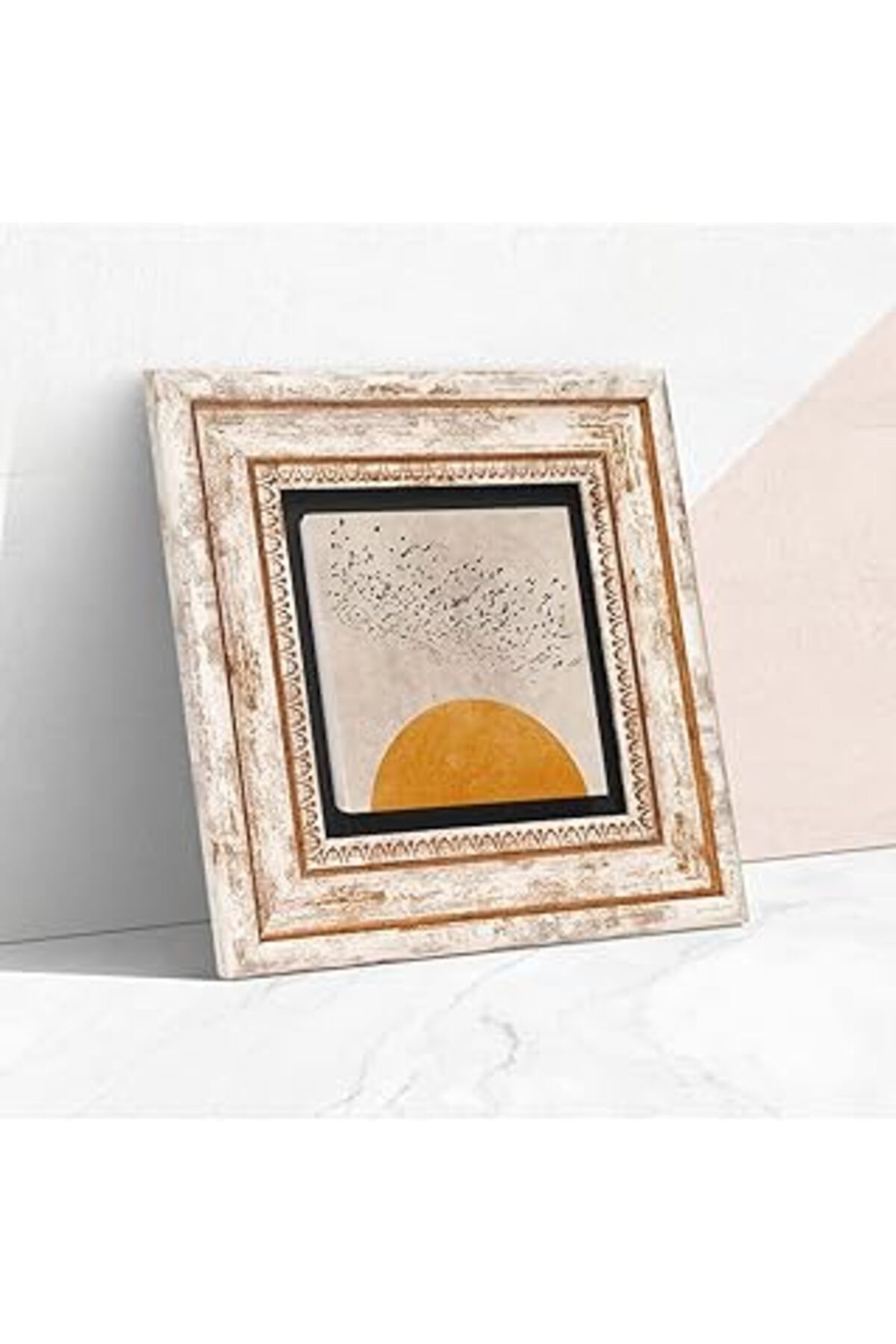 ASİTAN Pinecone Minimalist Taş Duvar Tablosu - Çerçeveli Taş Tablo - Dekoratif Duvar Sanatı - Modern Ev Ve