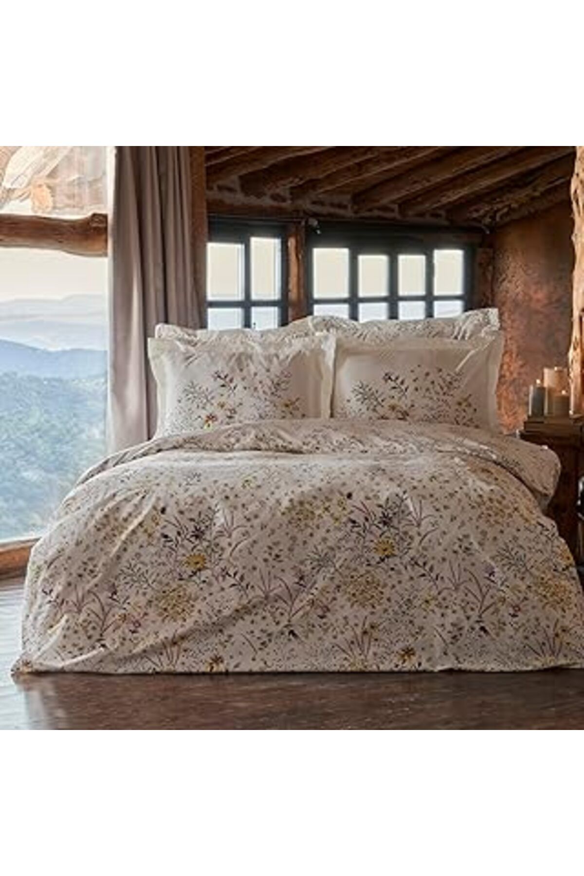 Qedii Karaca Home Lussi Sarı%100 Pamuk, Çift Kişilik Nevresim Takımı