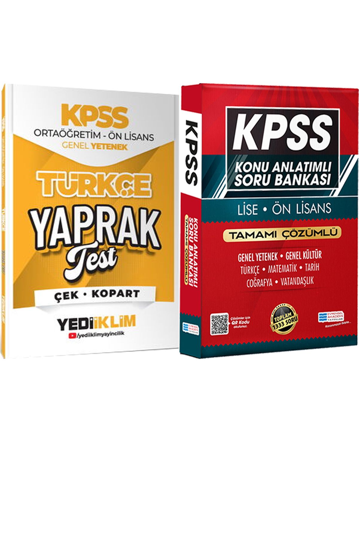 Yediiklim Yayınları 2026 KPSS Ortaöğretim Ön Lisans Türkçe Çek Kopart Yaprak Test + Lise Önlisans Konu Ant. Soru