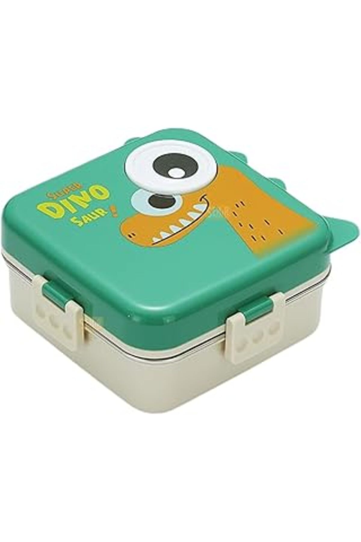 NETWORK ART Vagonlife Bento 1120Ml Lunchbox Dinozor Desenli Tek Katlı 3 Bölmeli Paslanmaz Çelik Sefer Tası Yeme