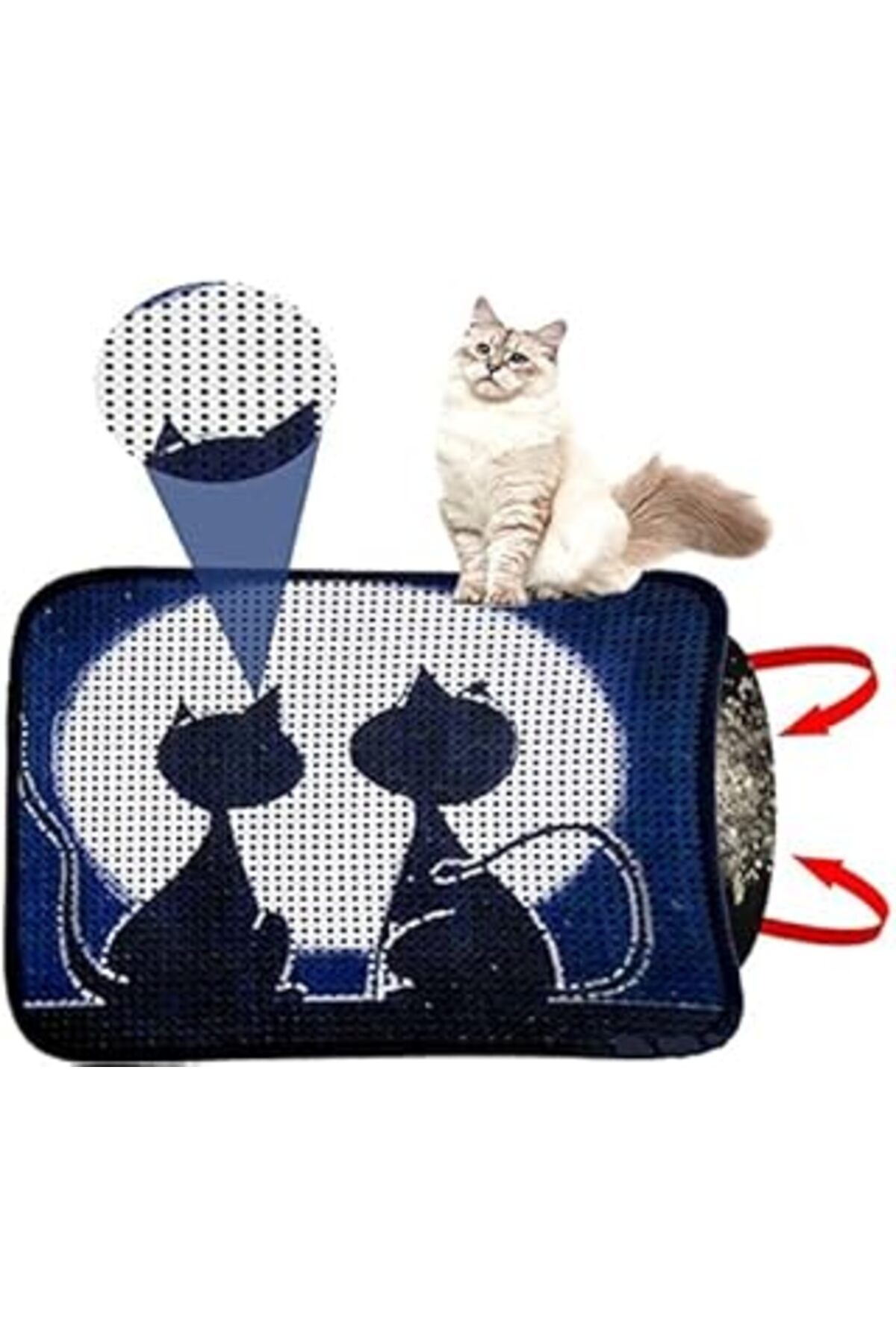 NETWORK ART Miapet Elekli Desenli Kedi Tuvalet Önü Paspası 60 X 45 Cm Ay