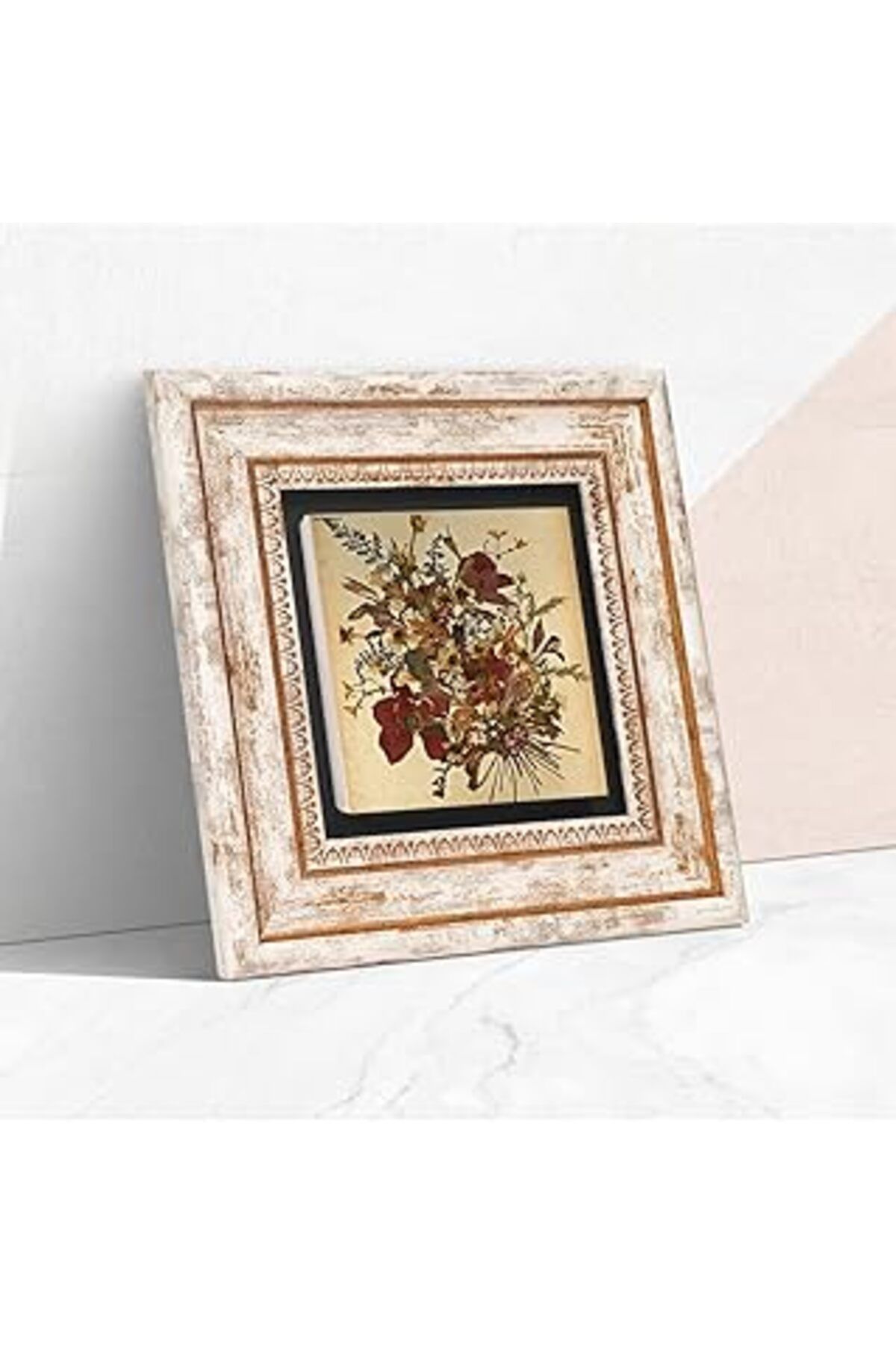 NETWORK ART Pinecone Vintage Çiçek Taş Duvar Tablosu - Çerçeveli Taş Tablo - Dekoratif Duvar Sanatı - Modern Ev