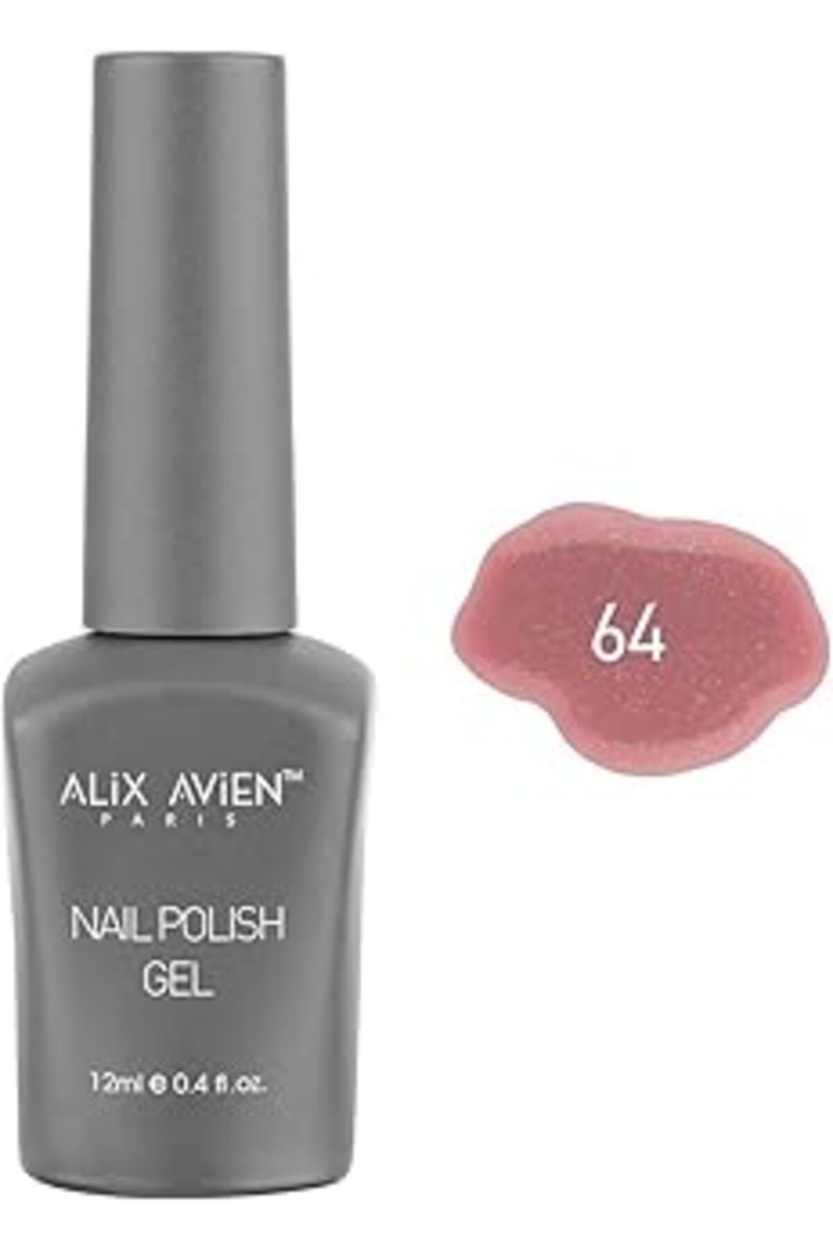 Qedii Alix Avien Işıltılı Nude Pembe Kalıcı Oje 64-Yoğun Renk Veren Jel Oje 12 Ml-Nail Uv Gel Polish 64