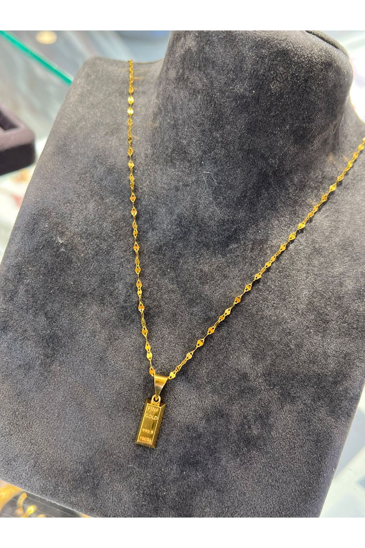 kuyumcu nurettin 3,20 Gr (gram) Has Uç Aynalı Zincir Kolye 22 Ayar Altın (45 Cm)