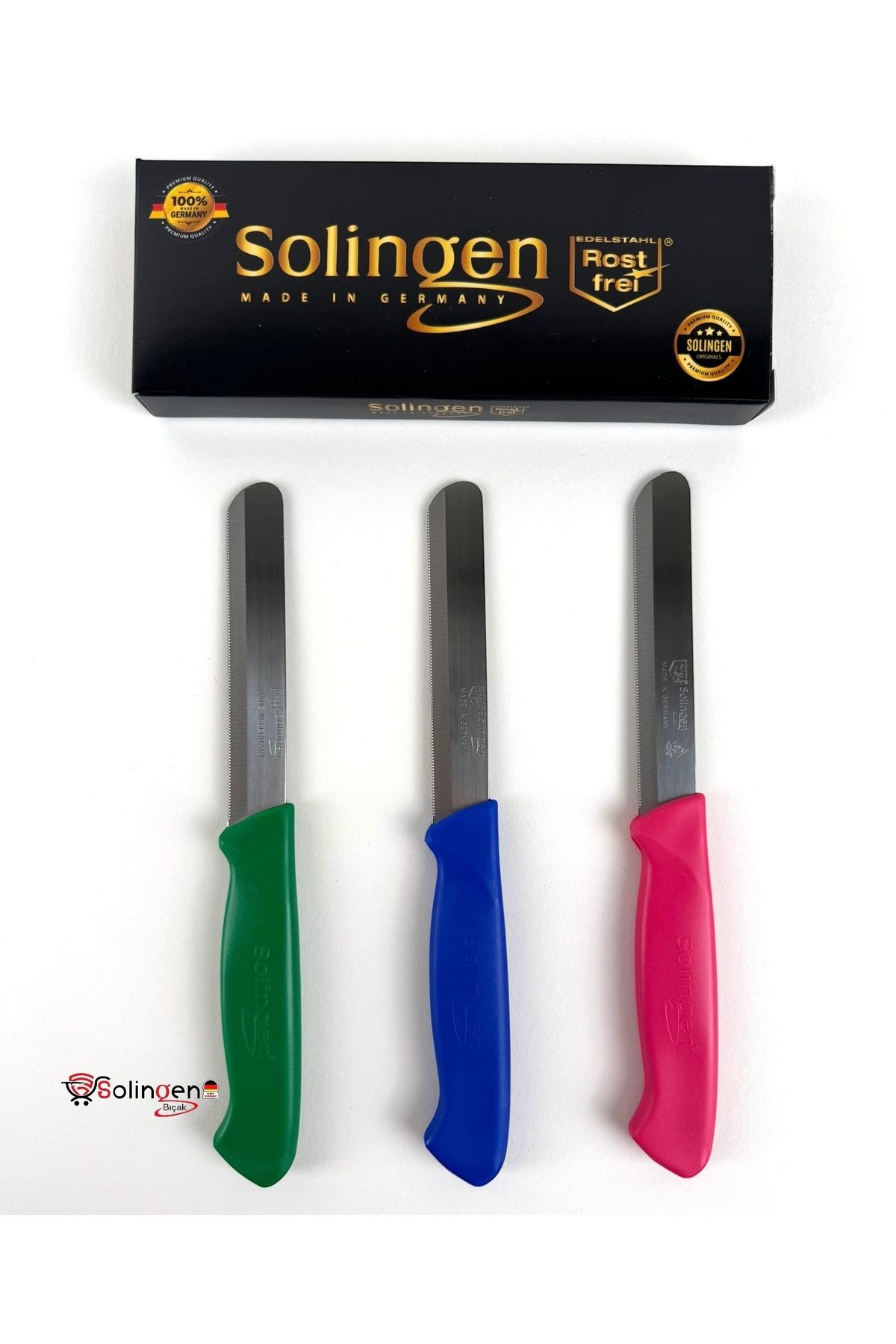 OY-Bİ Orijinal Solingen 3’lü Micro Rengarenk Sebze Et Doğrama Bıçağı