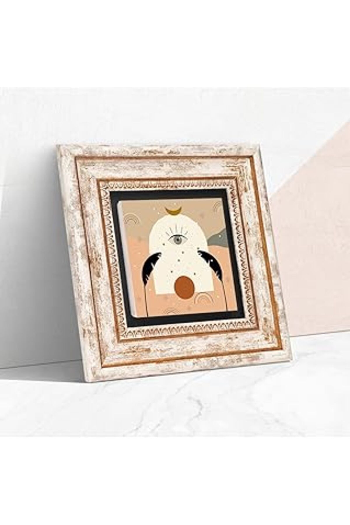 ASİTAN Pinecone Bohem Taş Duvar Tablosu - Çerçeveli Taş Tablo - Dekoratif Duvar Sanatı - Modern Ev Ve Ofis