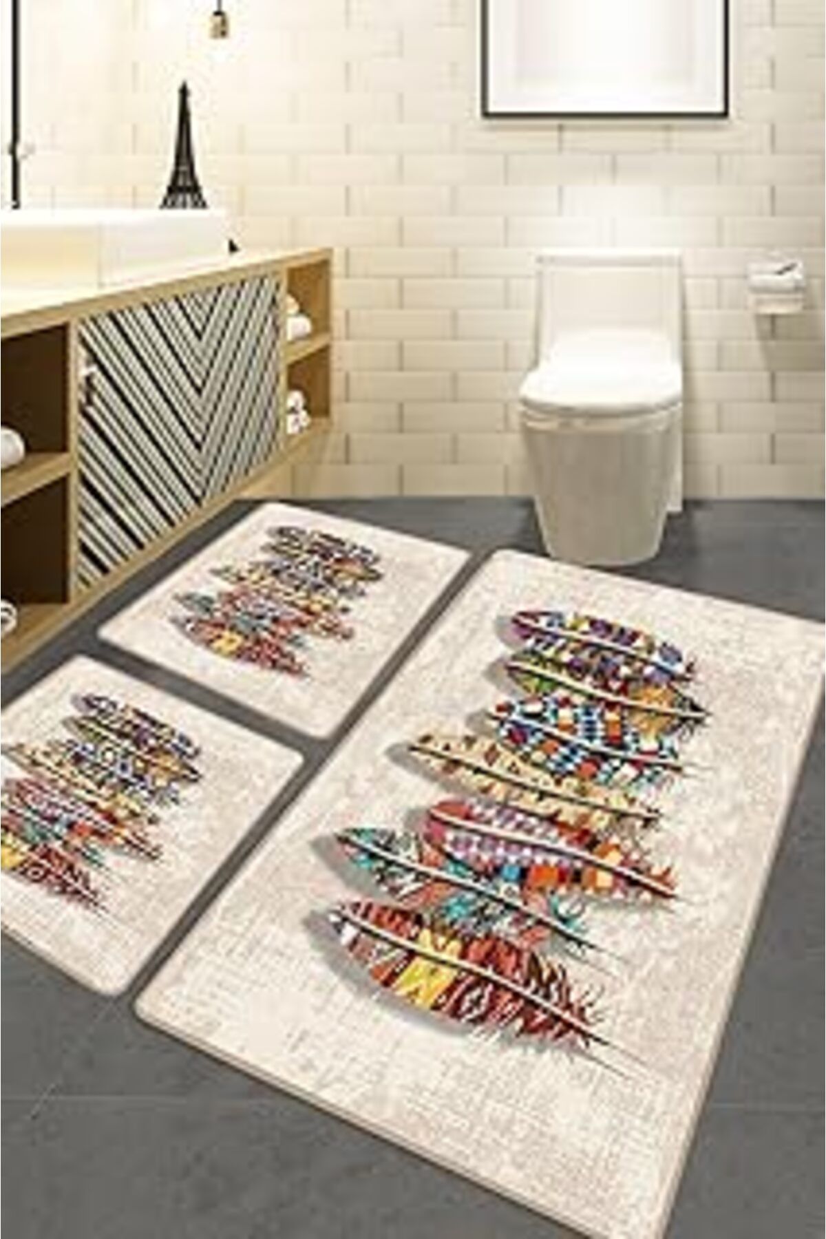 ASİTAN Chilai Home Rovny 3Lü Set Banyo Halısı Djt